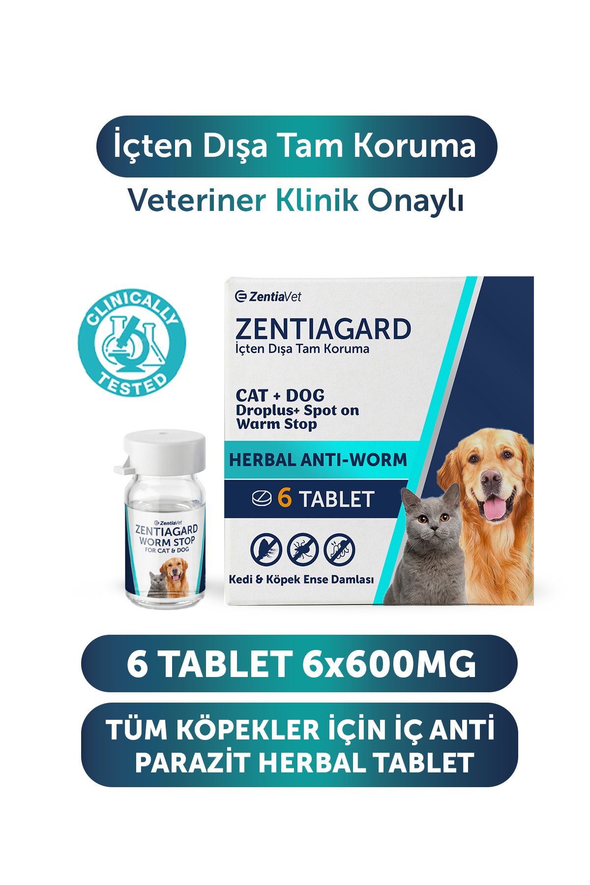 Köpek Anti Parazit Tableti Bitkisel & Lezzetli Köpek İç Parazit Herbal Anti-worm 5 Adet Tablet