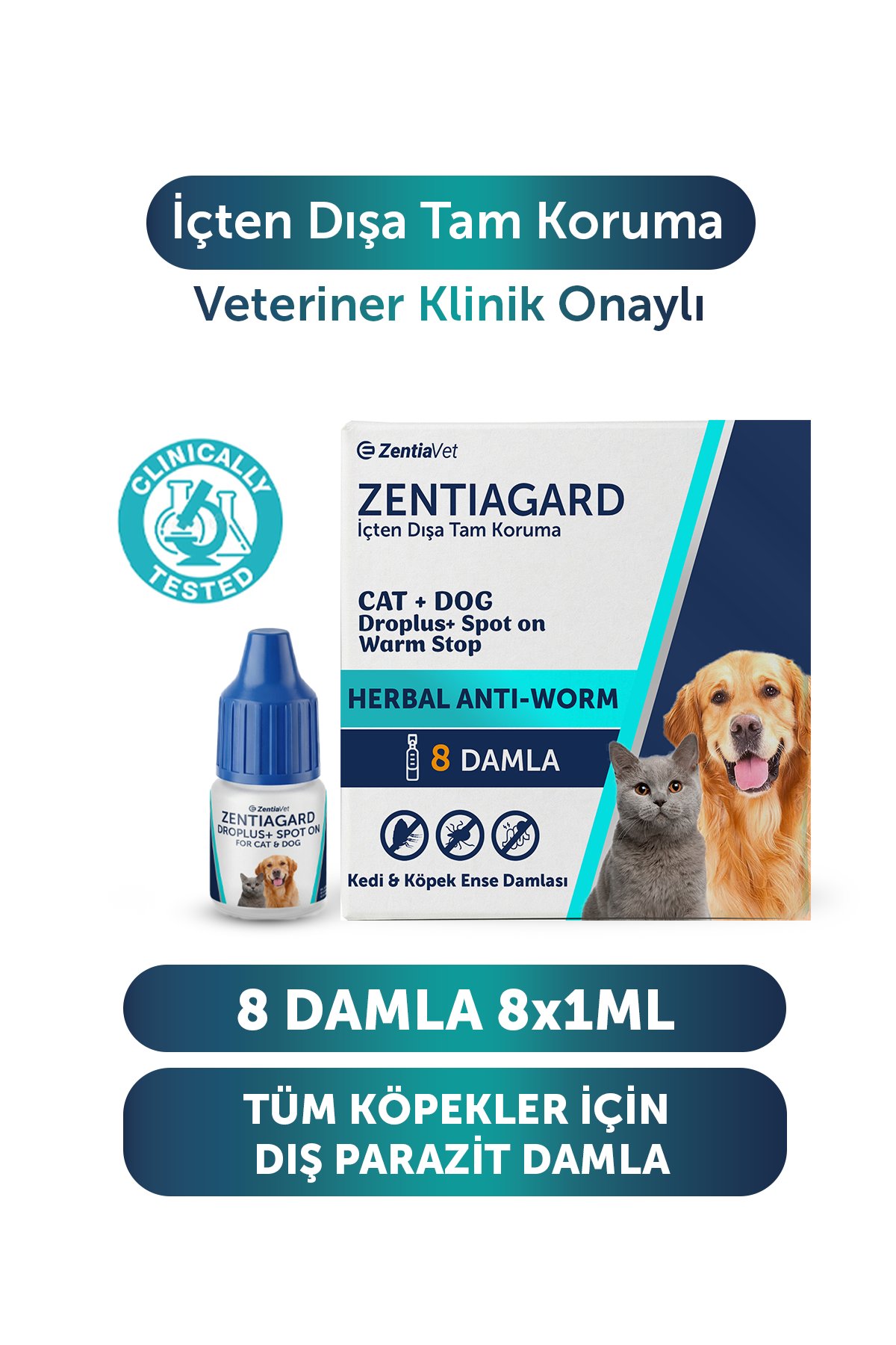 Köpek Dış Parazit Ense Deri Damlası Köpek Bit Kene Pire Anti Parazit Uzaklaştırıcı Bitkisel 8 Tüp Damla