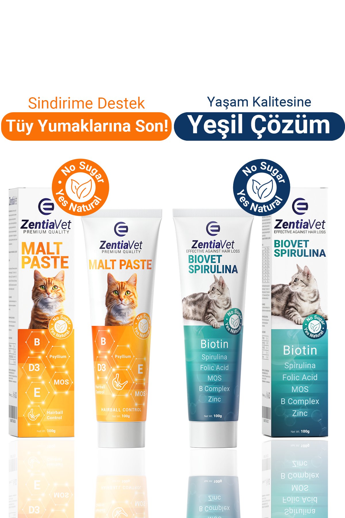 Malt Paste ve Biovet Kedi Maltı Macun Kedi Tüy Döküm Dökülme Önleyici Kedi Vitamini Detoks Etkili 100 gr