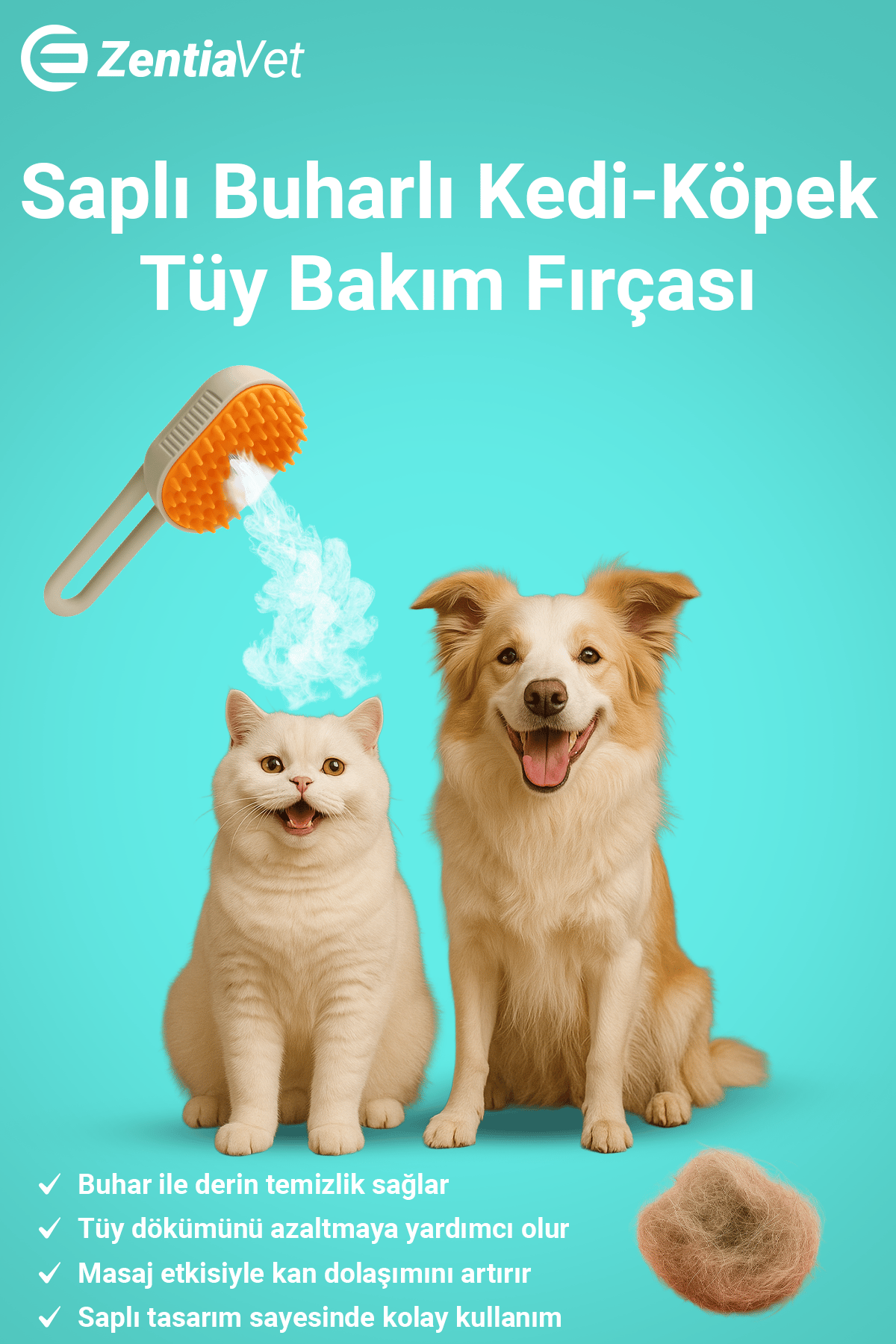 Saplı Buharlı Kedi Tarağı, Buharlı Kedi & Köpek Yıkama Fırçası Tarağı Yumuşak Silikonlu