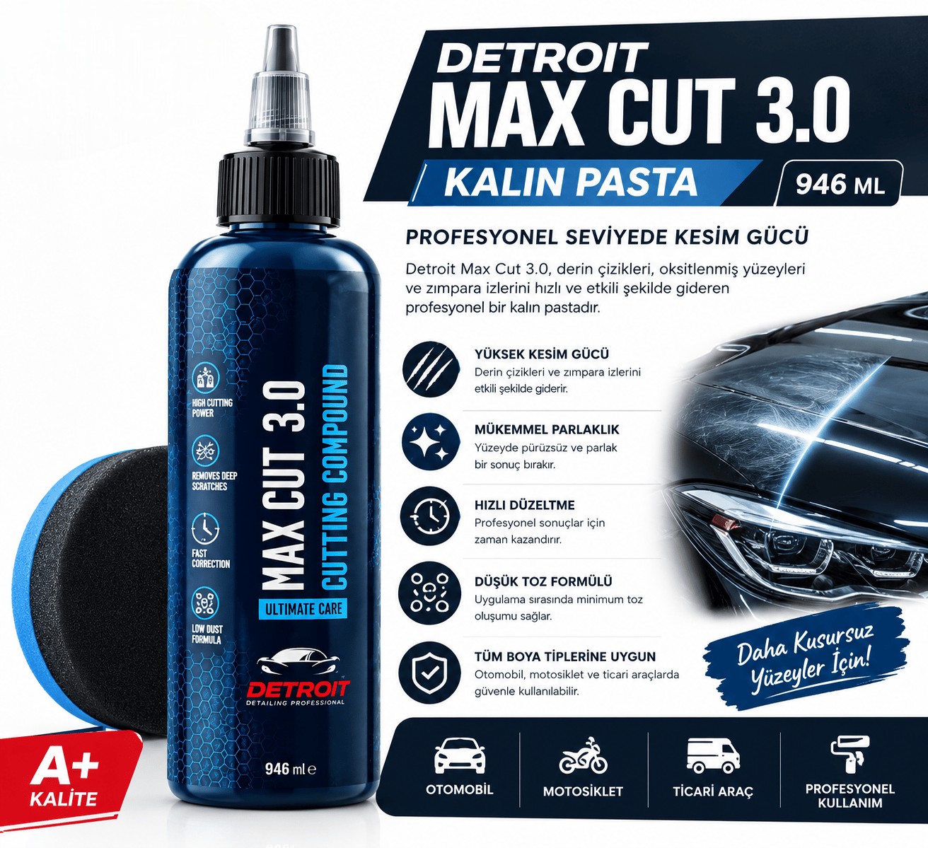 Detroit Max Cut 3,0 Cutting Compound Pasta 946 ml