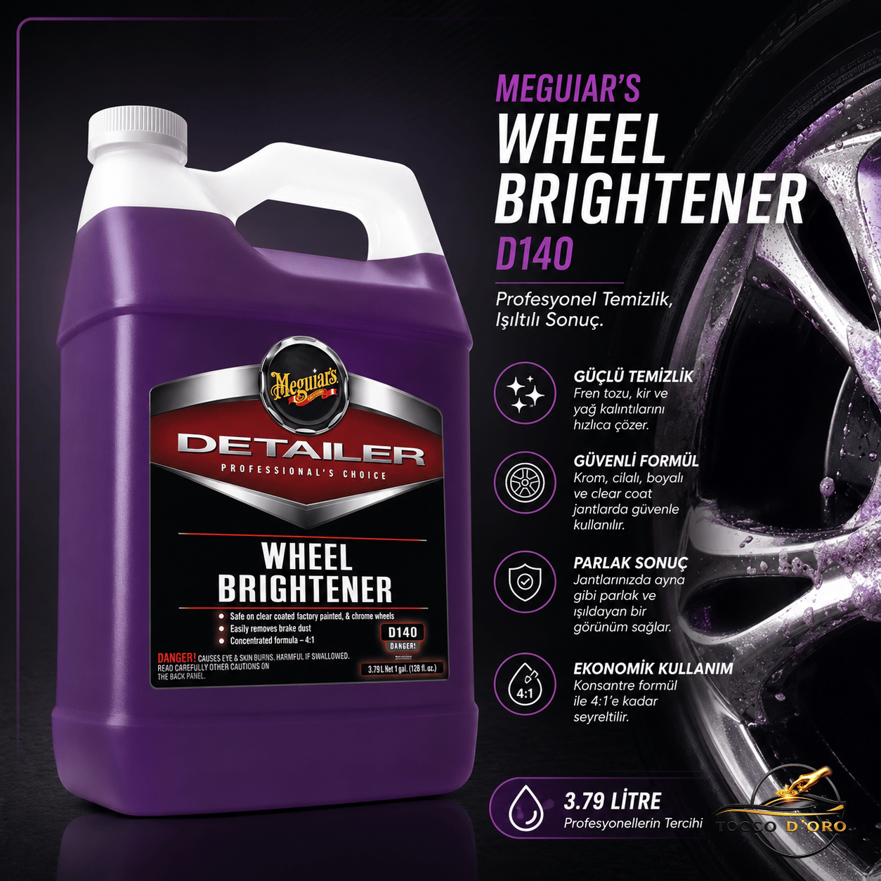Meguiar's Wheel Brightener D140 Jant Temizleyici 3.79 Litre