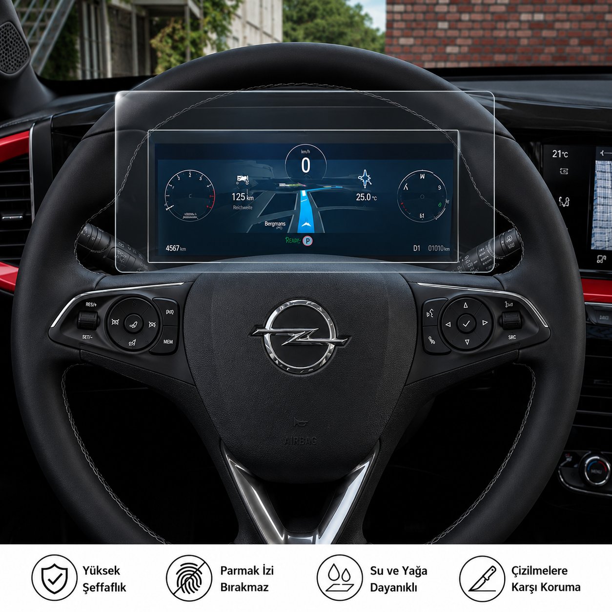 OPEL MOKKA GS LİNE/ELEGANCE 12 İNÇ 9H NANO GÖSTERGE EKRAN KORUYUCU (PARLAK) 2021-2023