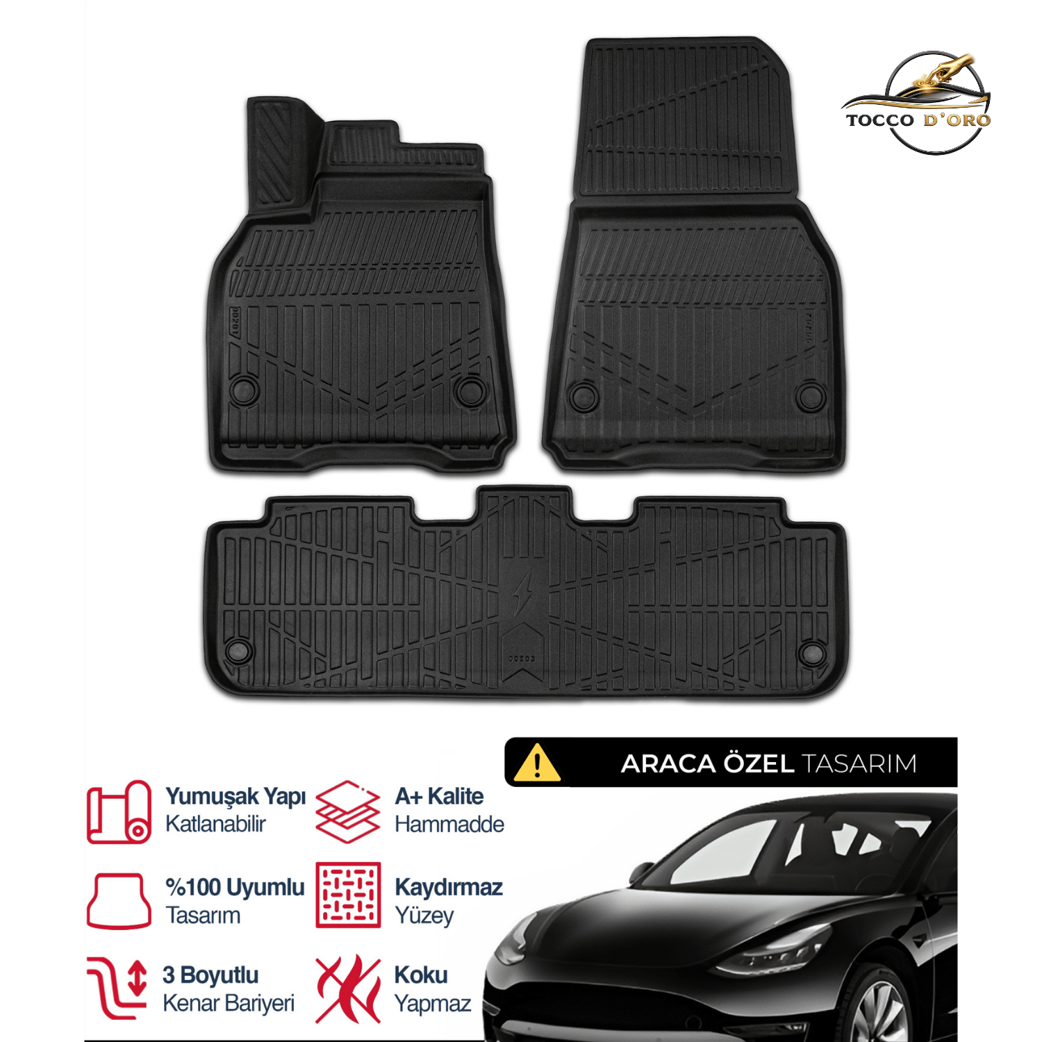 Tesla Model Y 3D Plus Havuzlu Paspas 2020+