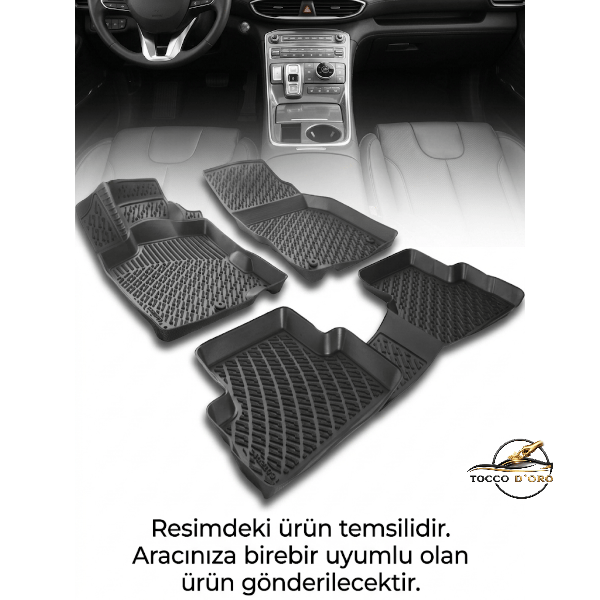 Hyundai Santa Fe Hybrid 2020+ Rizline 3D Kauçuk Paspas