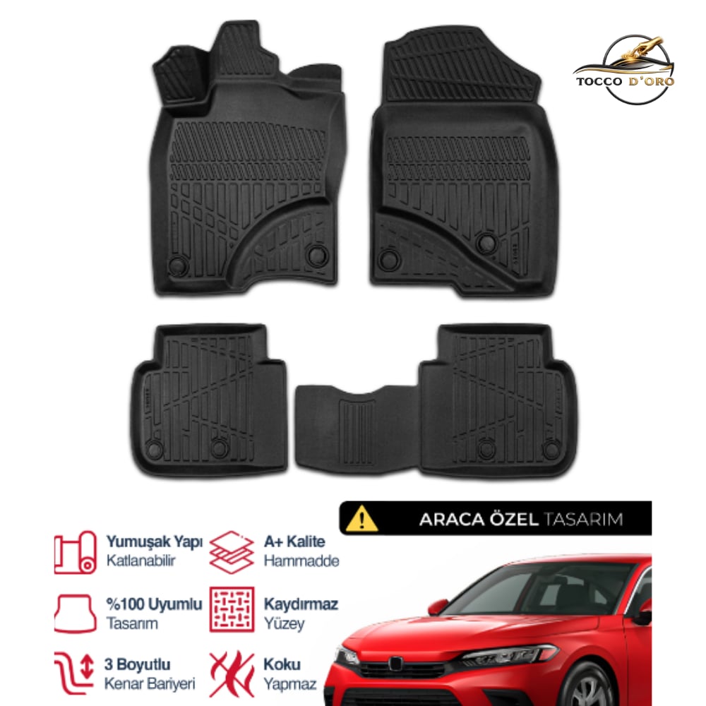 Honda Civic 3D Plus Havuzlu Paspas 2021+