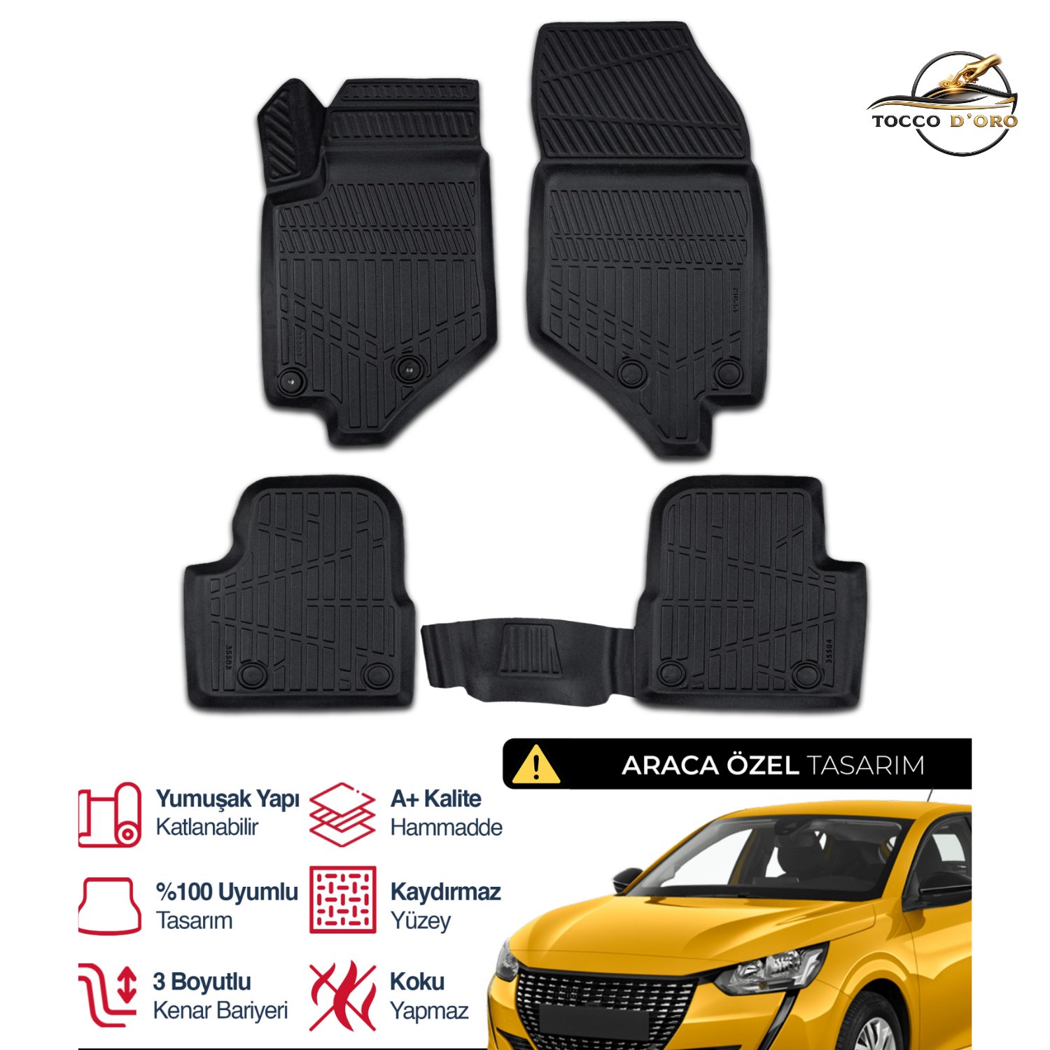 Peugeot 208 3D Plus Havuzlu Paspas 2019+