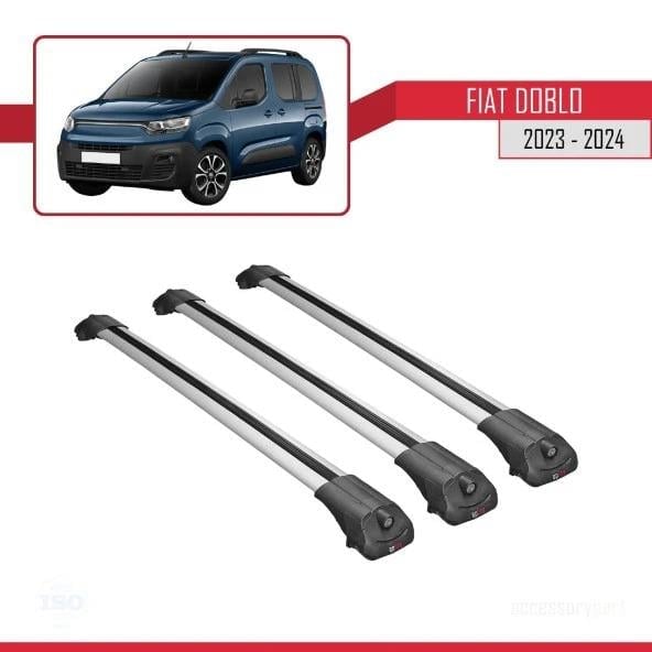 Fiat Yeni Doblo Ara Atkı Seti (Gri) - Port Bagaj Uyumlu Tavan Barı