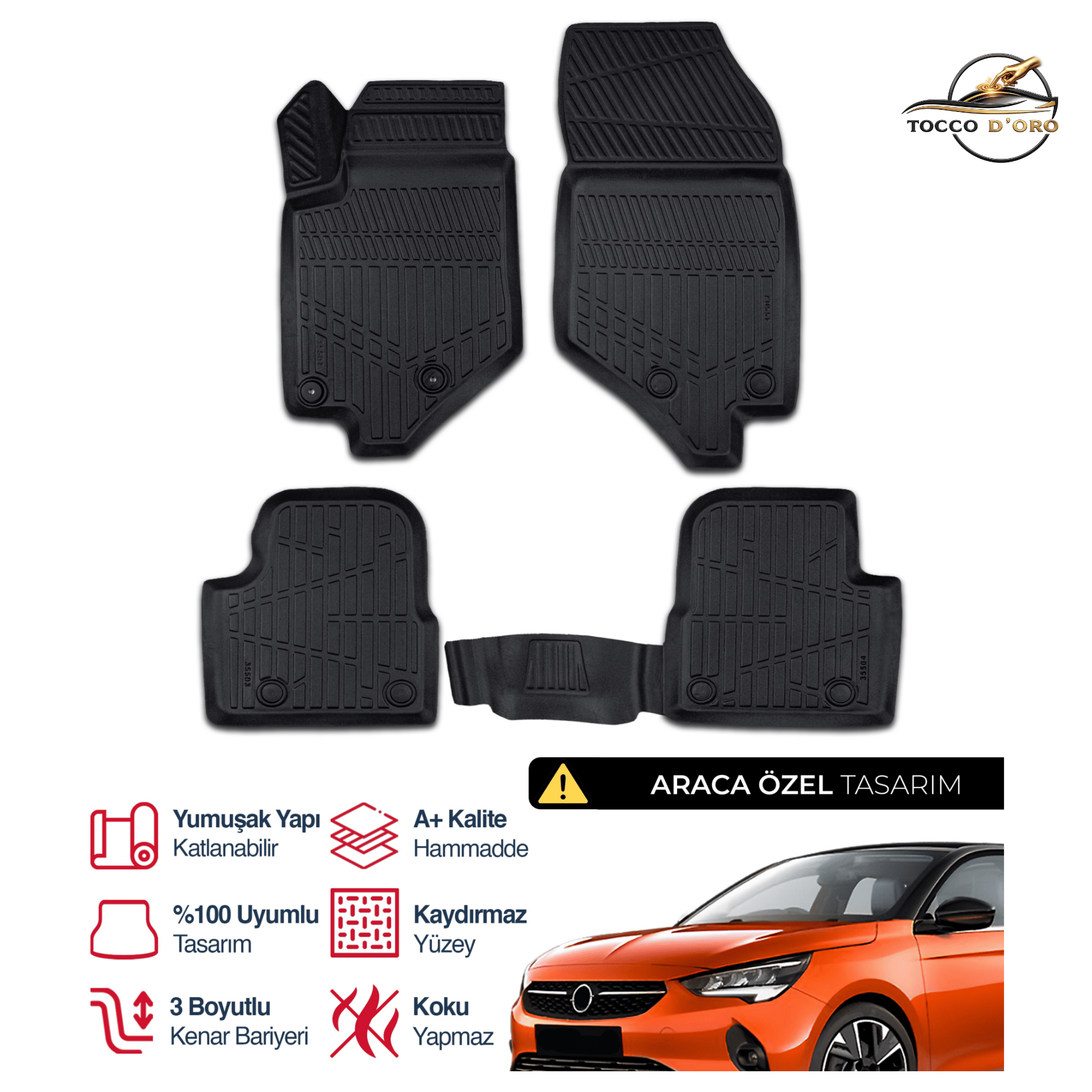 Opel Corsa F 3D Plus Havuzlu Paspas 2019+