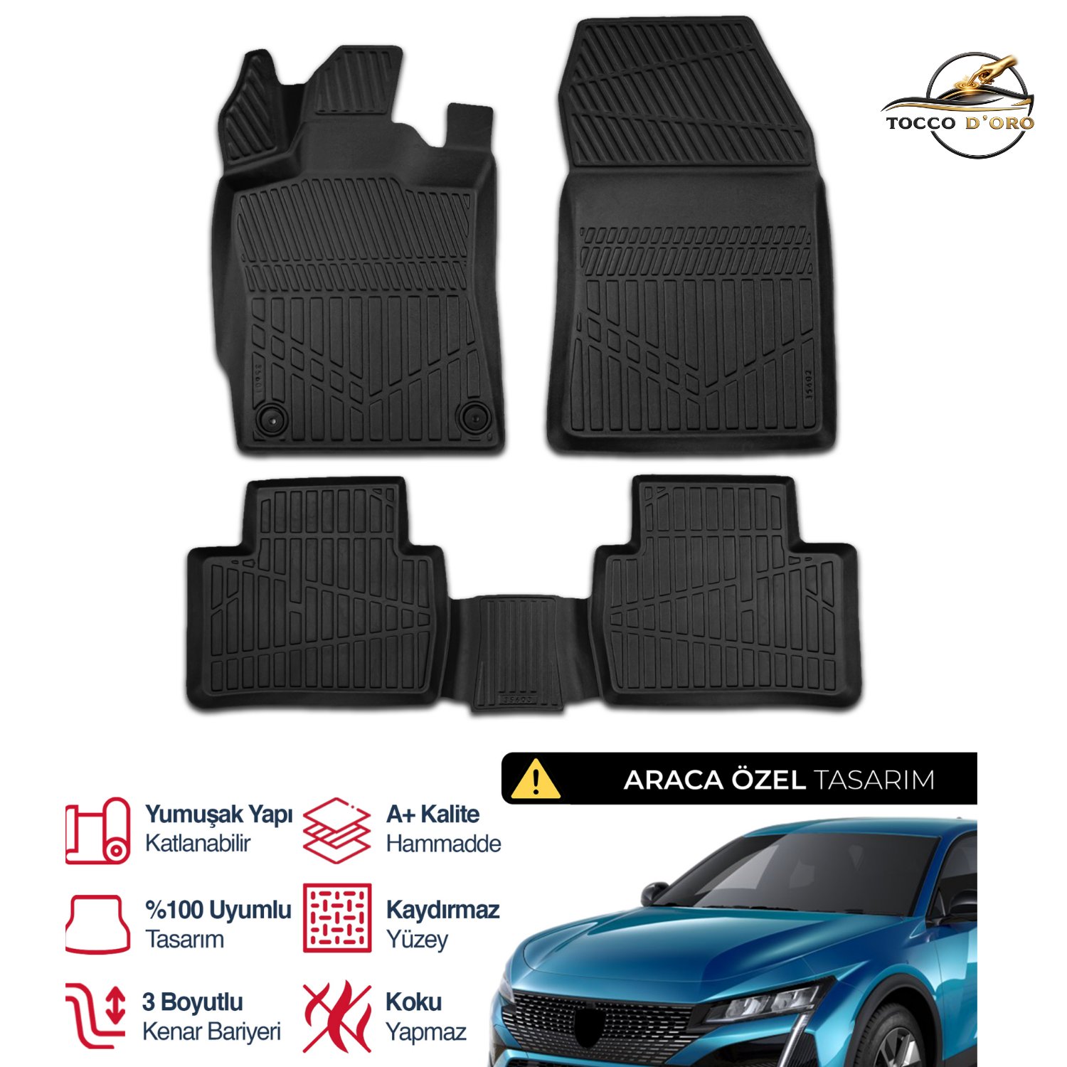 Peugeot 408 3D Plus Havuzlu Paspas 2023+