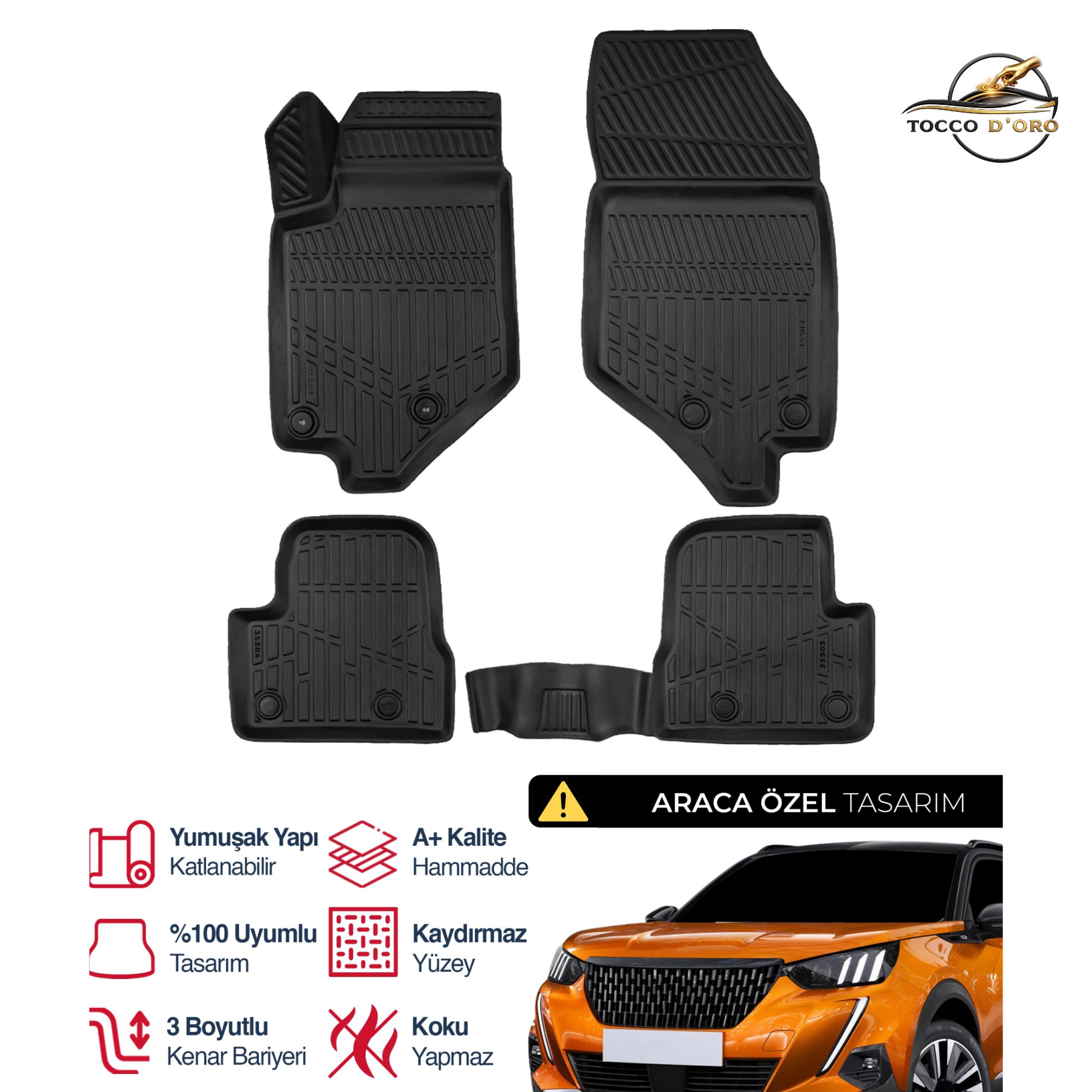 Peugeot 2008 3D Havuzlu Paspas 2019+