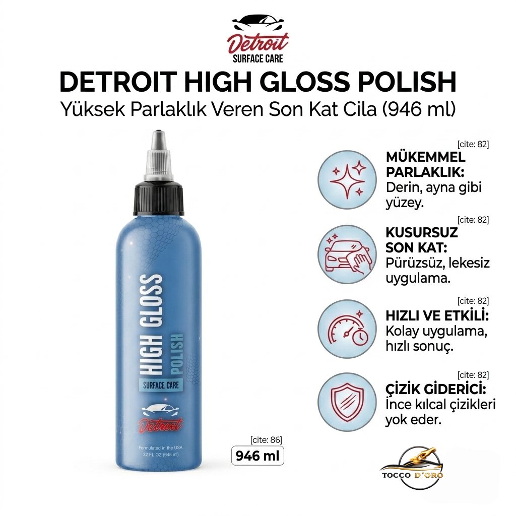 Detroit High Gloss Polish 946 ml Yüksek Parlaklık Veren Son Kat Cila