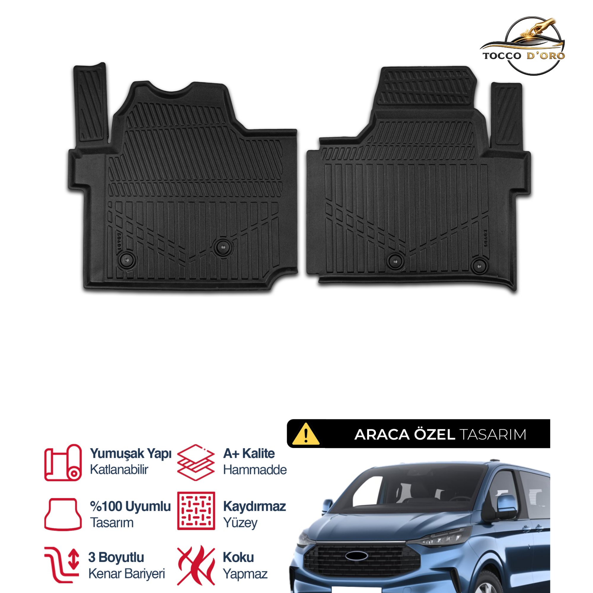 Ford Tourneo Custom 3D Plus Havuzlu Paspas 2024+