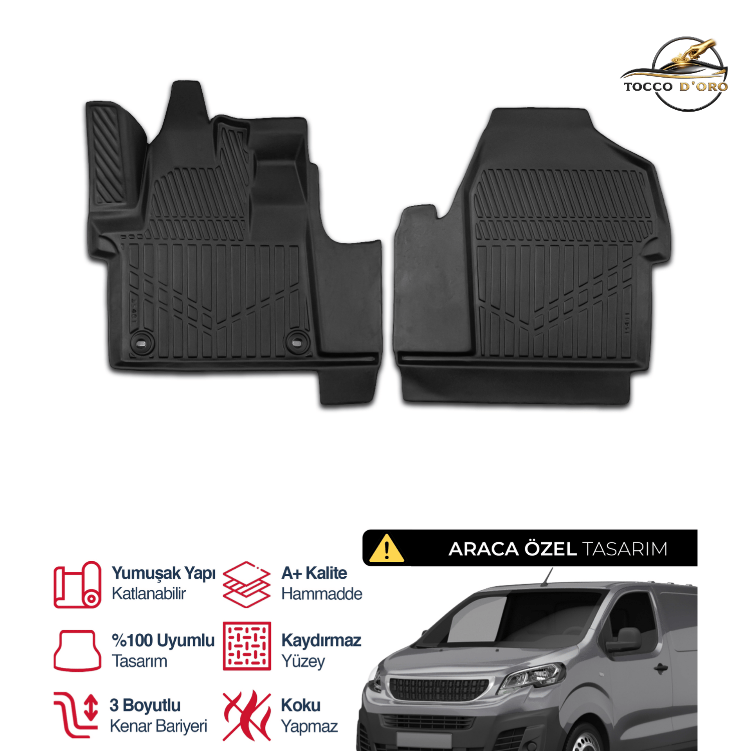 Peugeot Expert Traveller 3D Plus Havuzlu Paspas Ön 2'Li 2016+