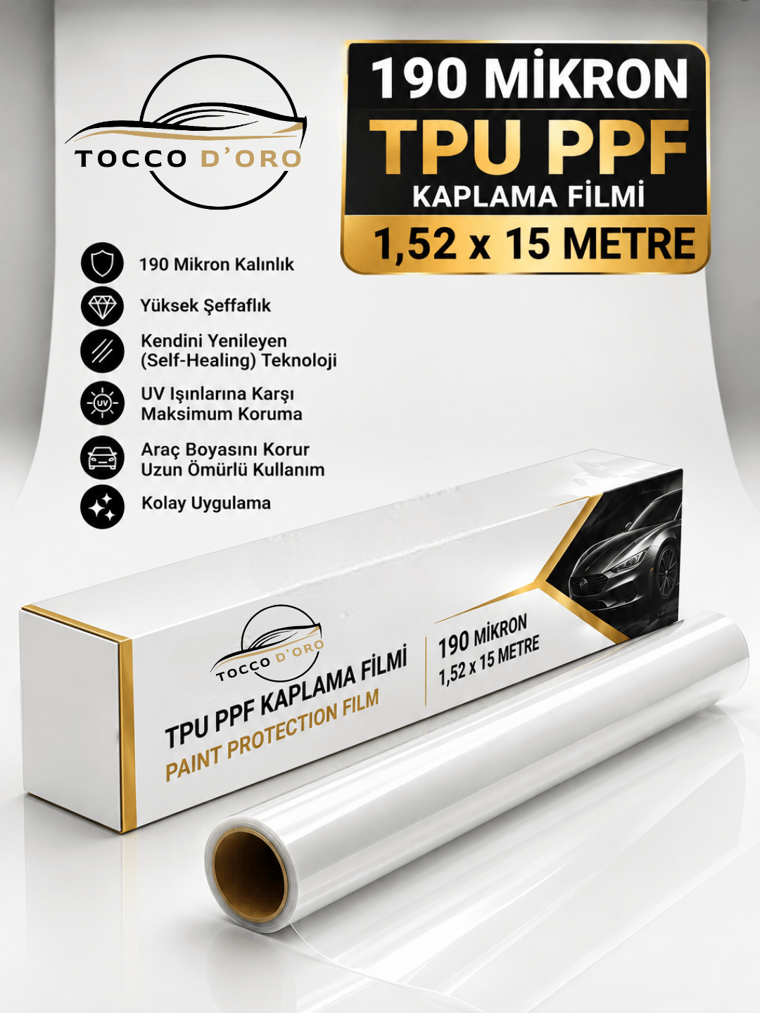 Tocco D'oro 190 Mikron TPU PPF Kaplama Filmi 1,52 x 15 Metre