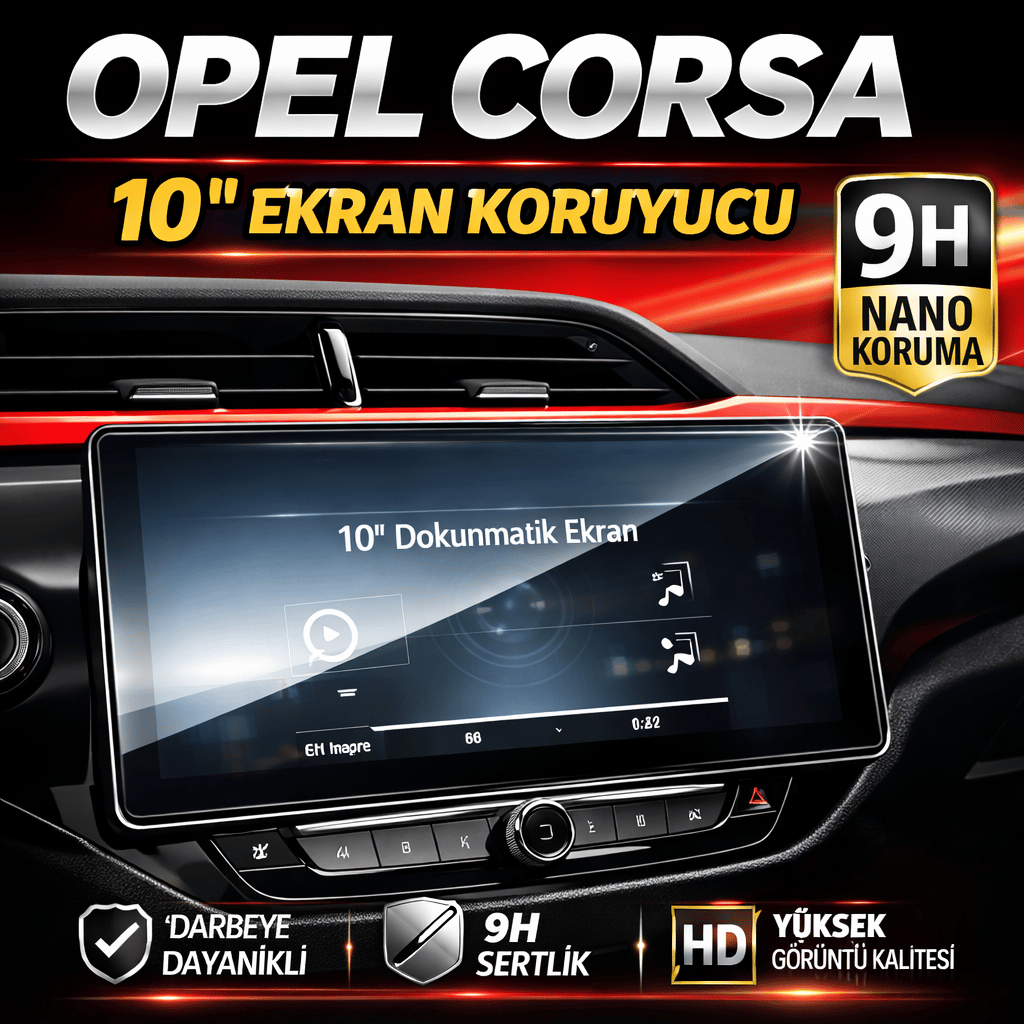 OPEL CORSA MAKYAJLI KASA 10 İNÇ 9H NANO MULTİMEDYA EKRAN KORUYUCU (PARLAK) 2024-2025