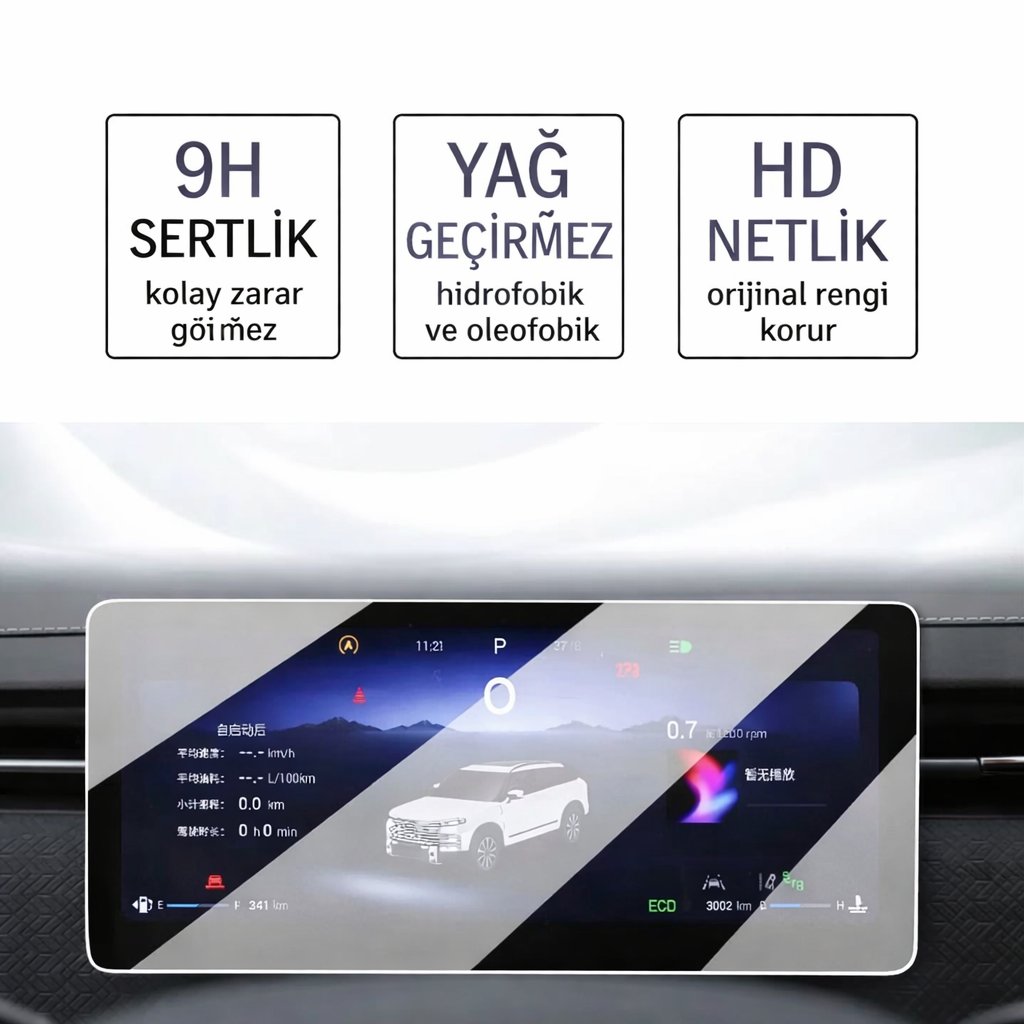 Jaecoo J7 9H Nano Dijital Gösterge Ekran Koruyucu (PARLAK) 2023 Üzeri A+ Kalite