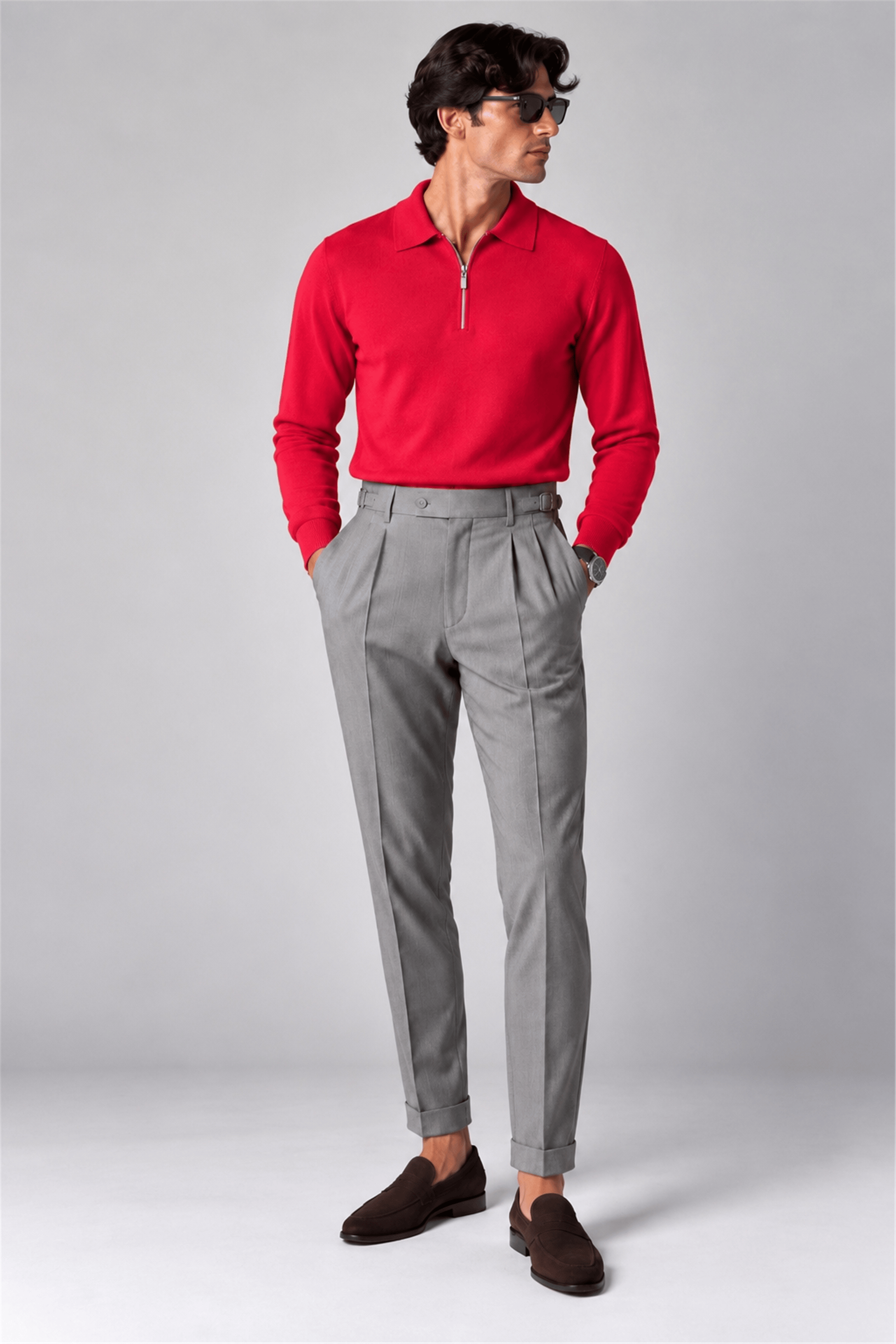 Cotton Cashmere Half-Zip Polo