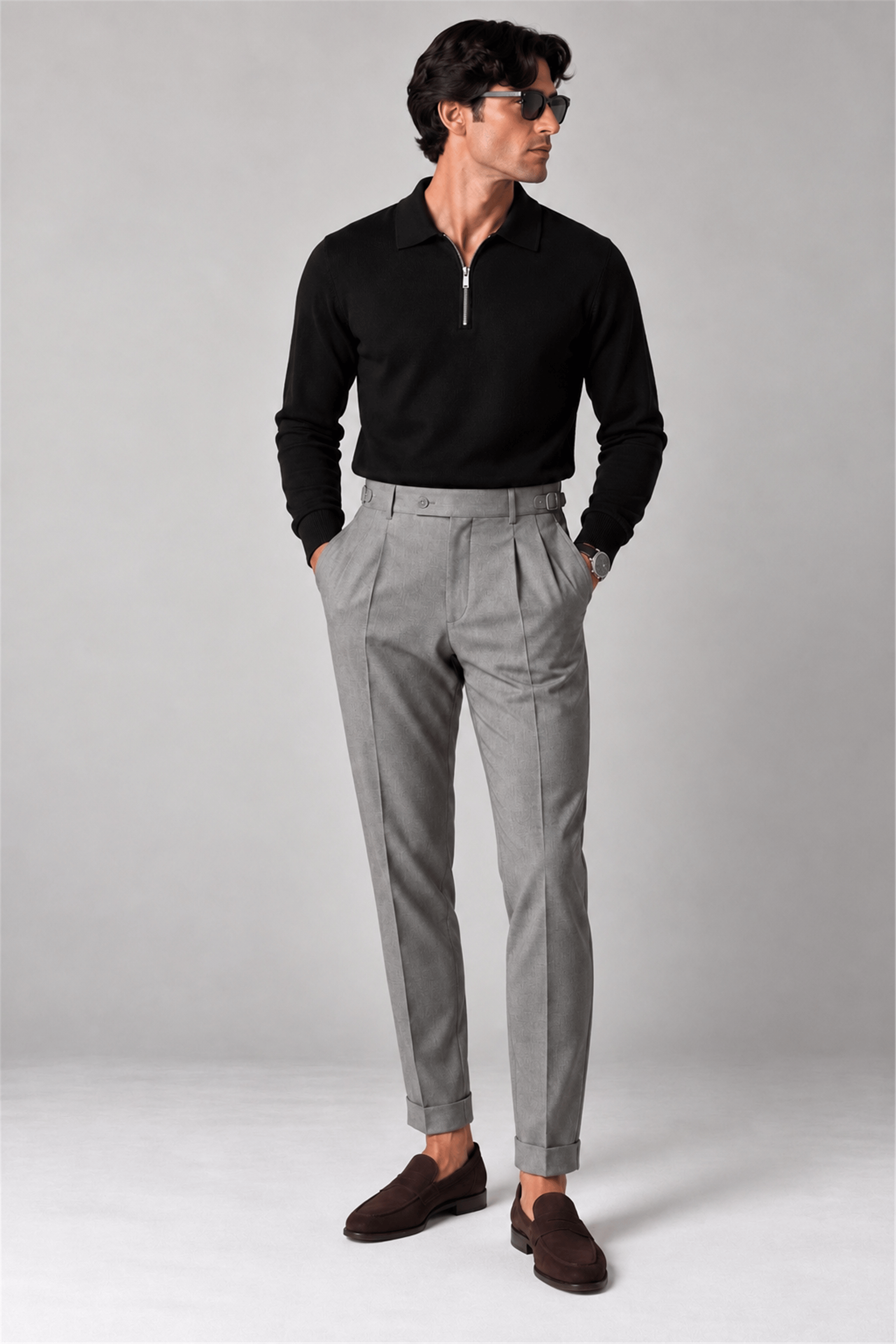 Cotton Cashmere Half-Zip Polo