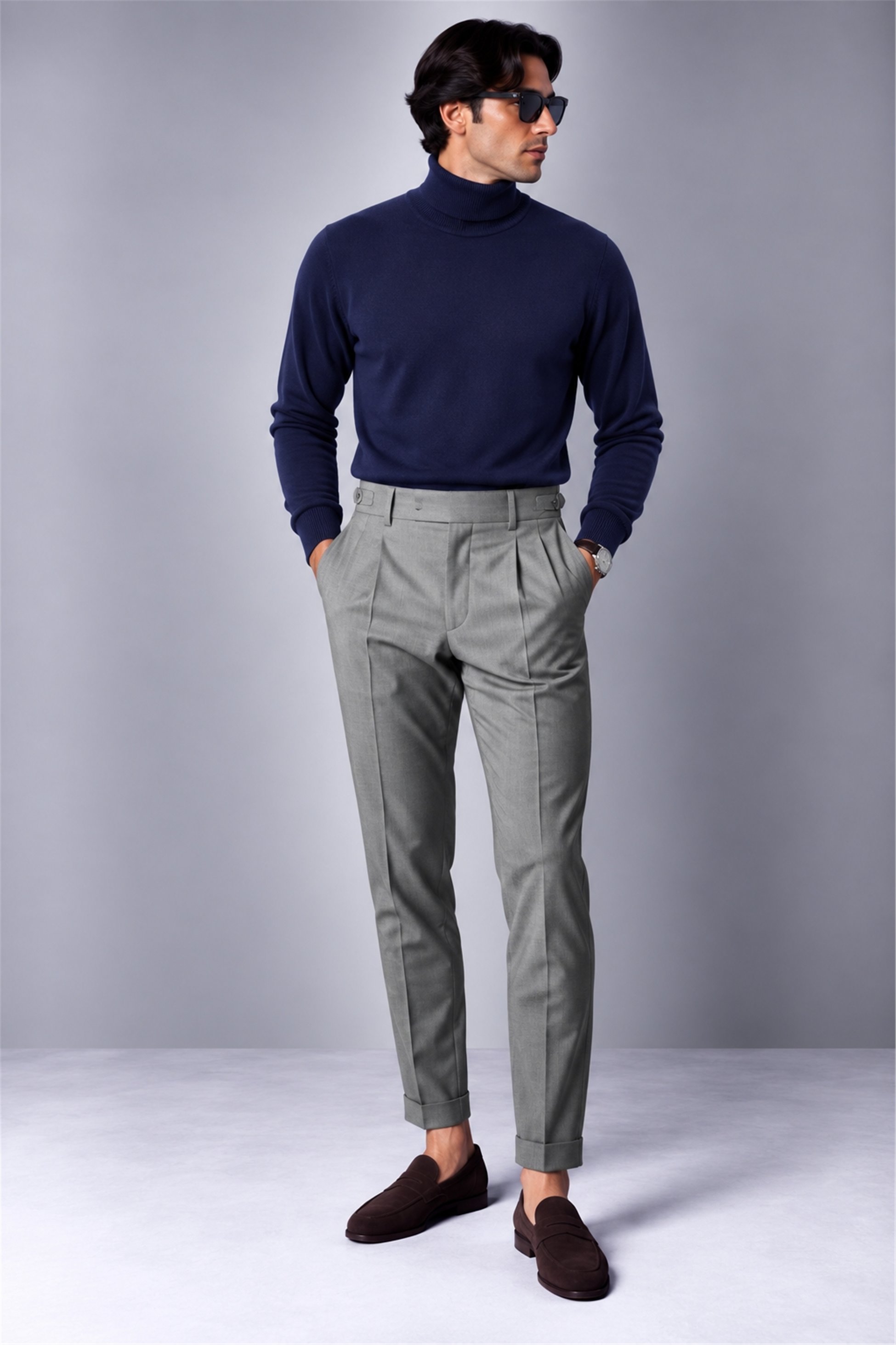 Cotton Cashmere High Neck Knit
