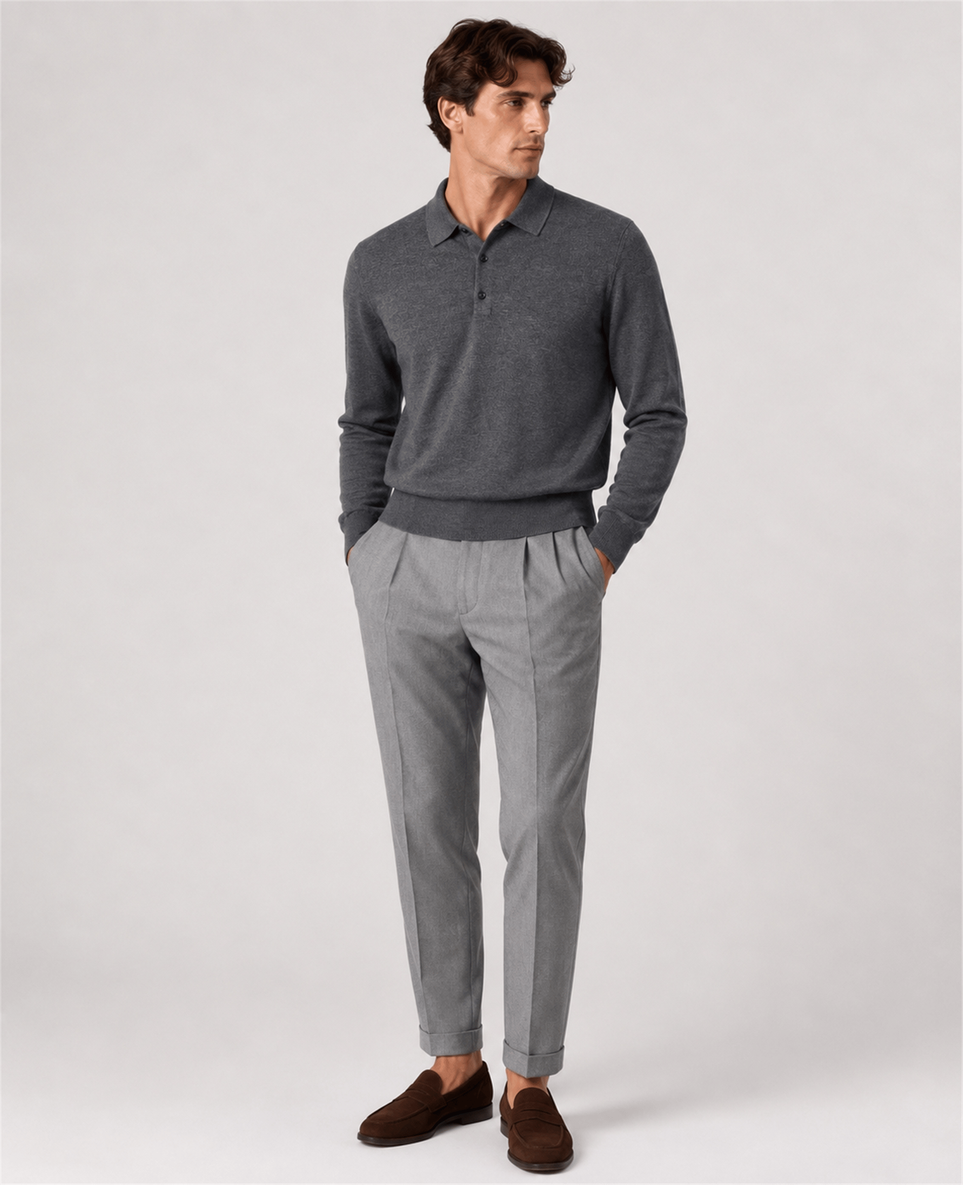Cotton Cashmere Polo Knit