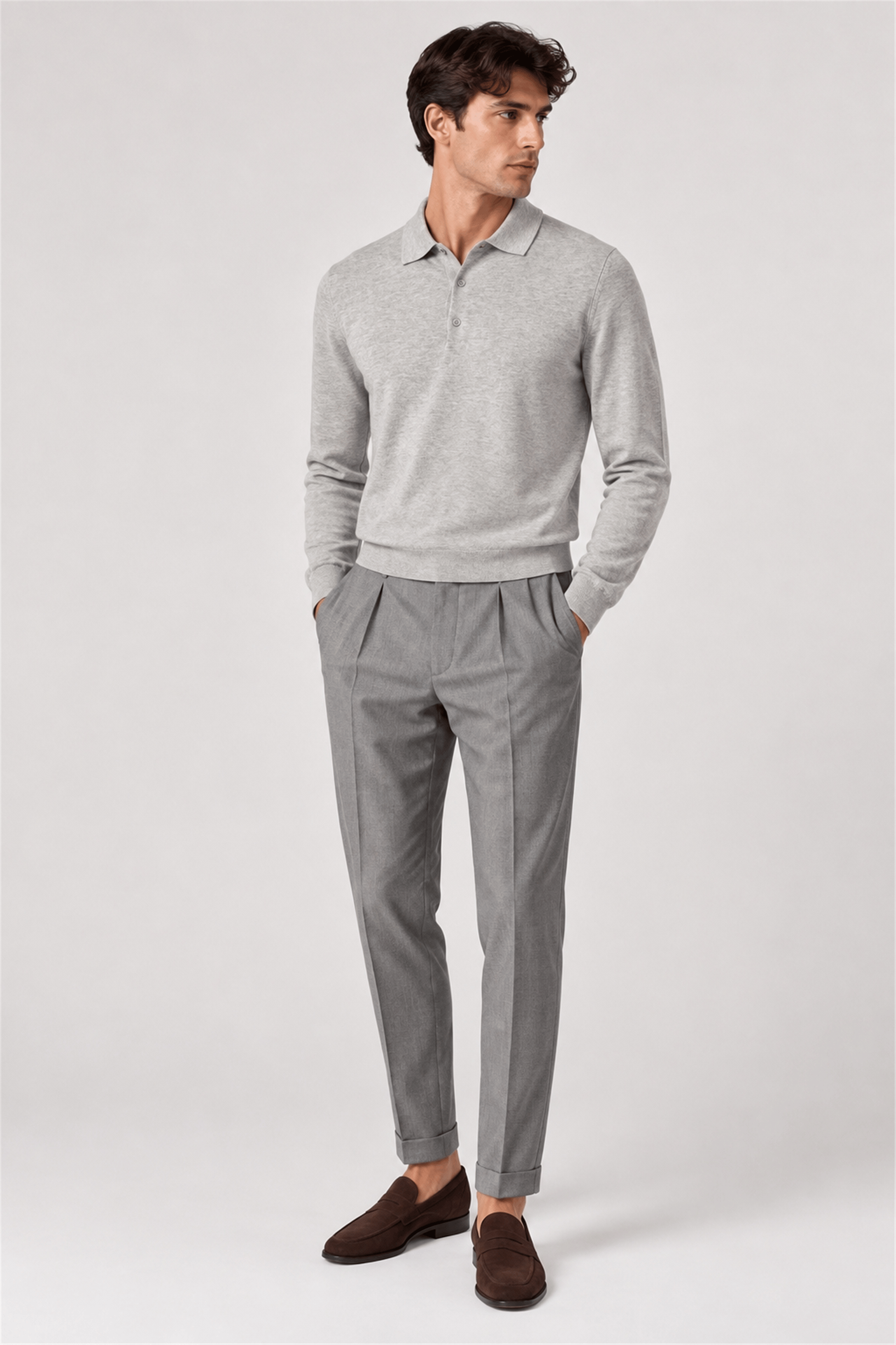 Cotton Cashmere Polo Knit