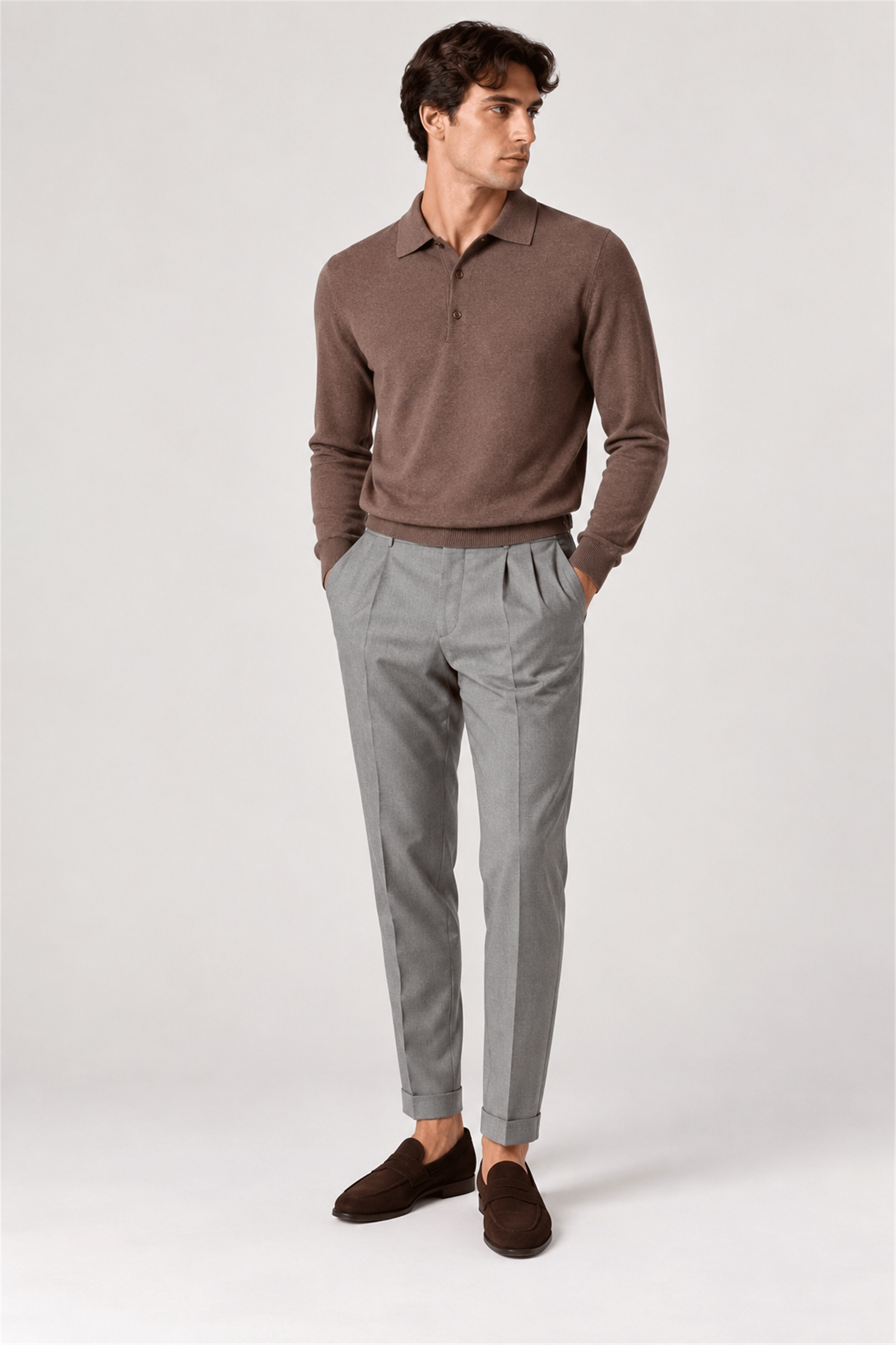 Cotton Cashmere Polo Knit