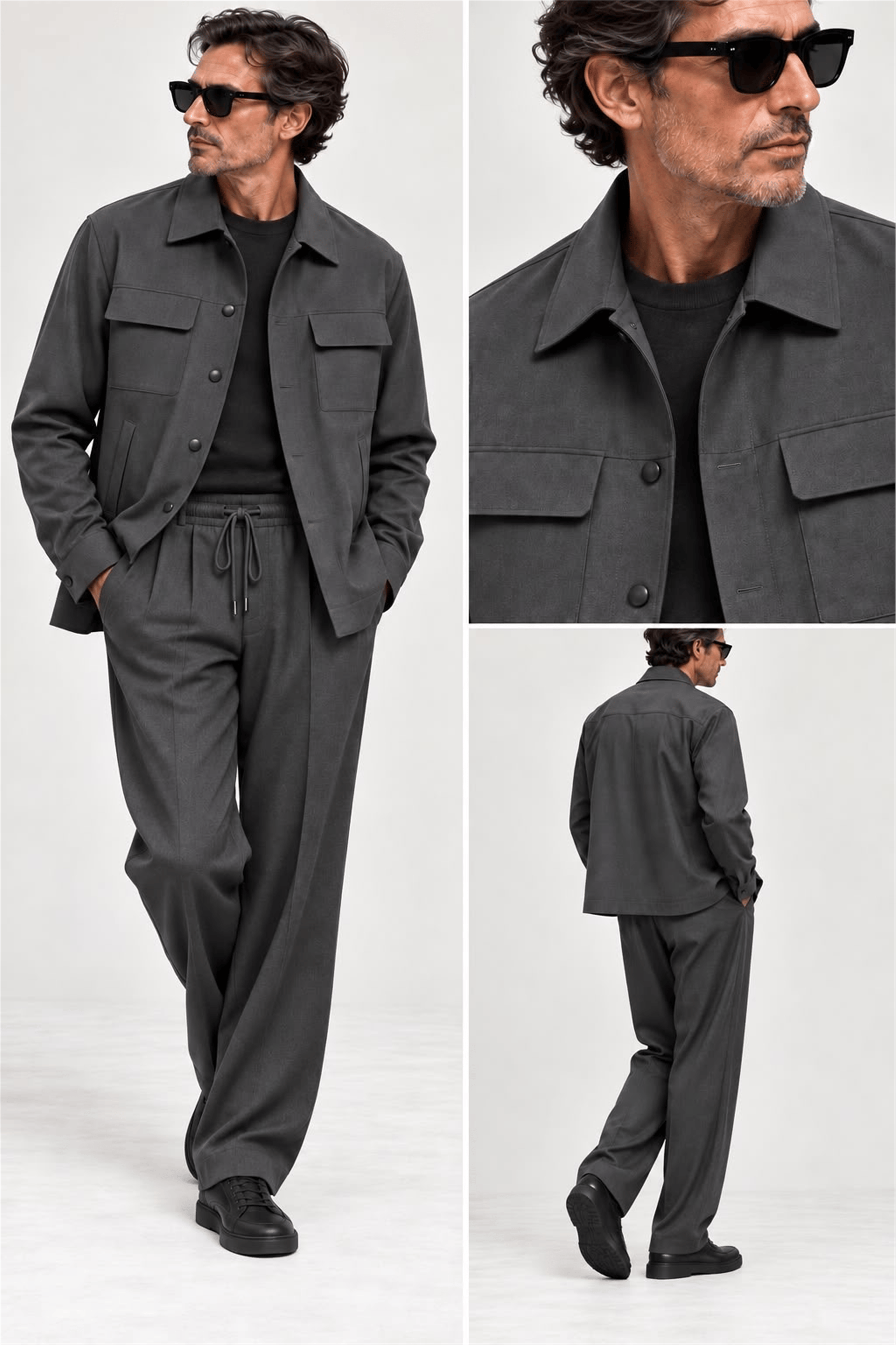 FK Pure Wool Smart Casual Suit — Anthracite