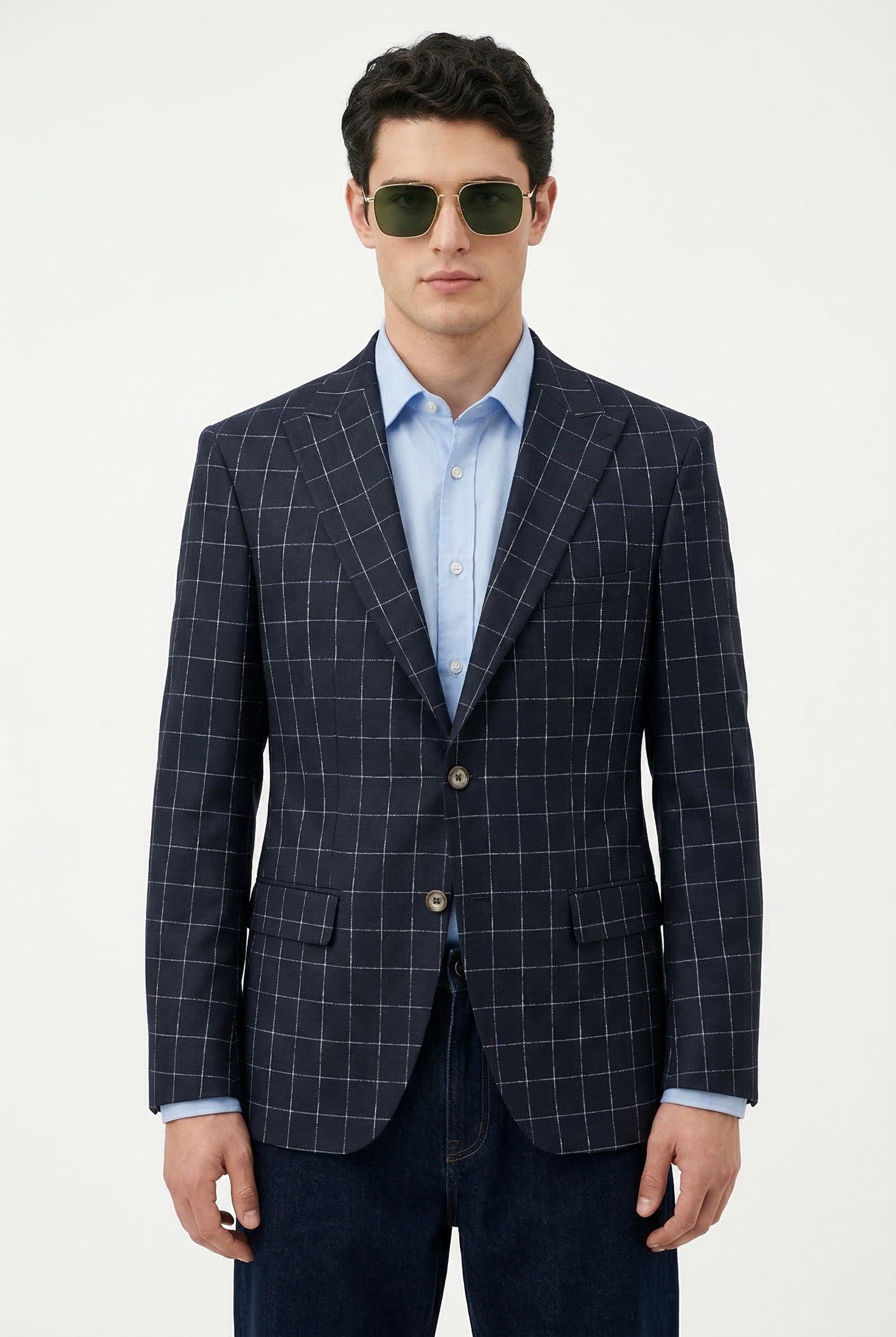 Karakaşlı Gri Kareli Blazer