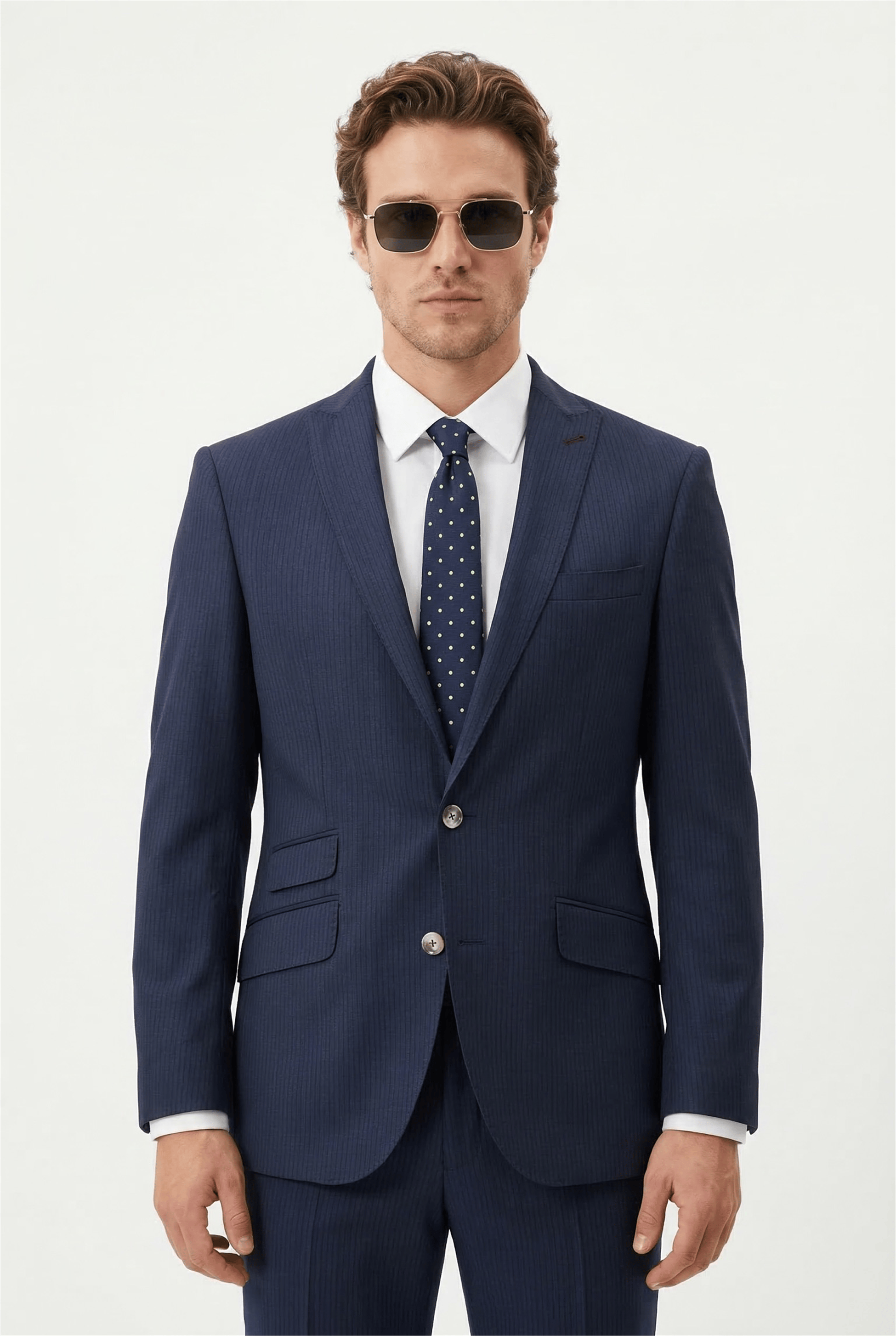 Karakaşlı Lacivert Pinstripe Suit Ceket