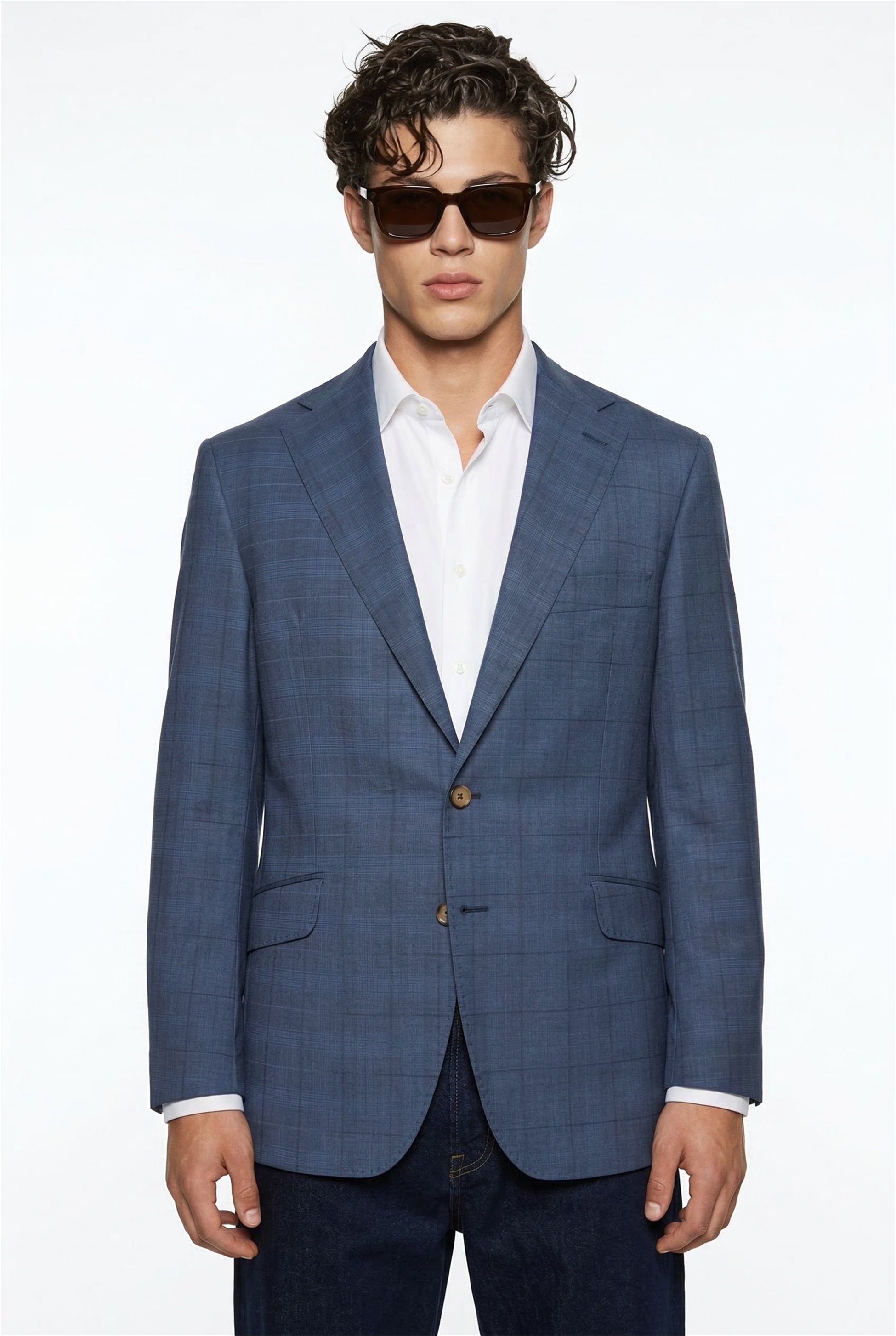 Karakaşlı Mavi Kareli Blazer