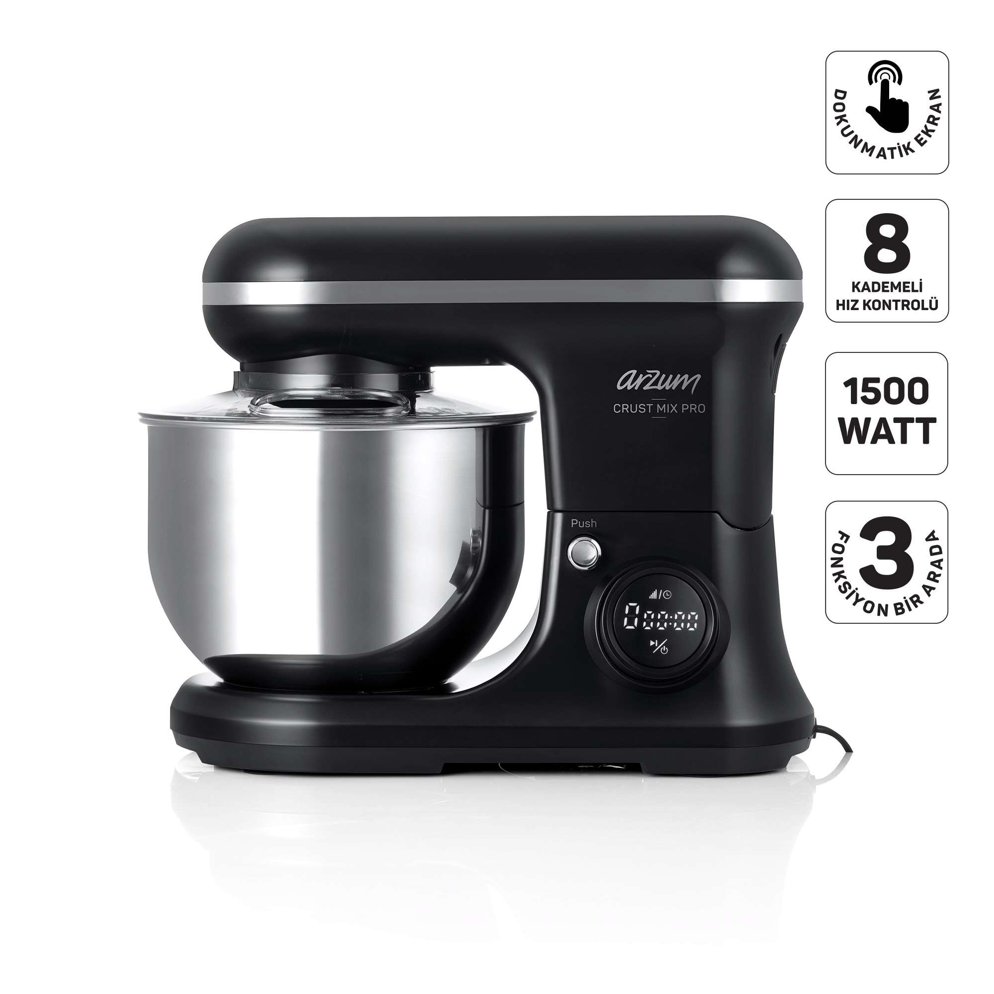 Arzum AR1186-0100 Siyah Crust Mix Pro 1500 Stand Mikser