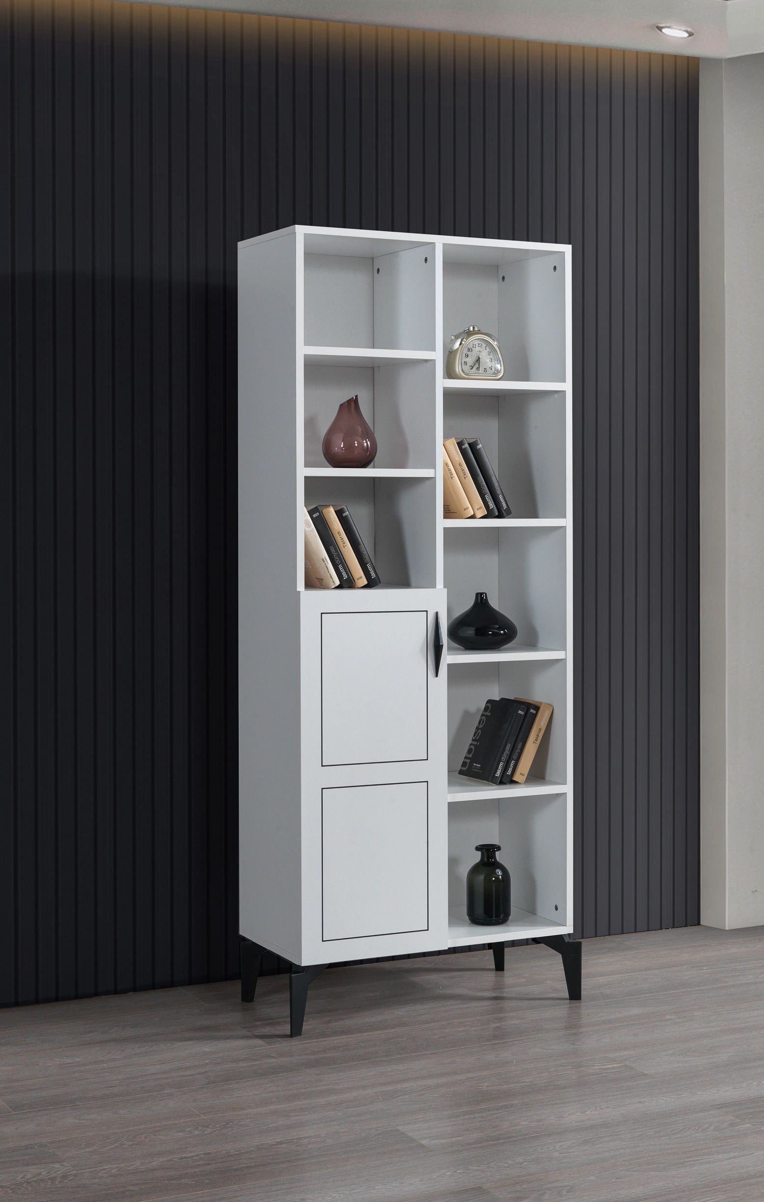 Evart E886 Çizgi Kitaplık Mat Beyaz