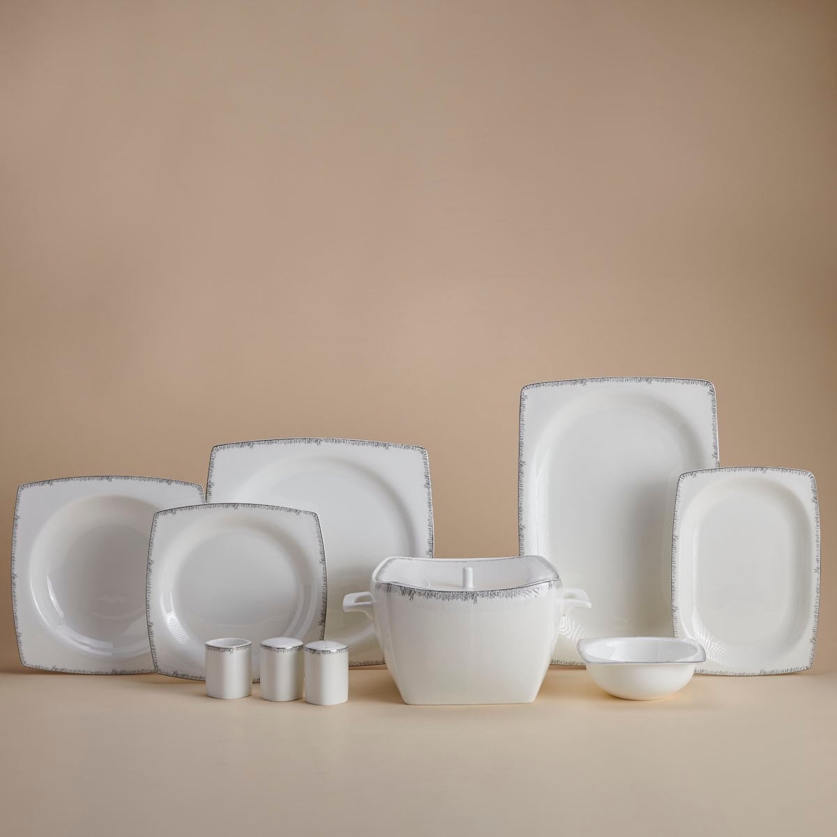 Korkmaz A8424 Bone Sel. 60 P Yemek Takımı (Kare)