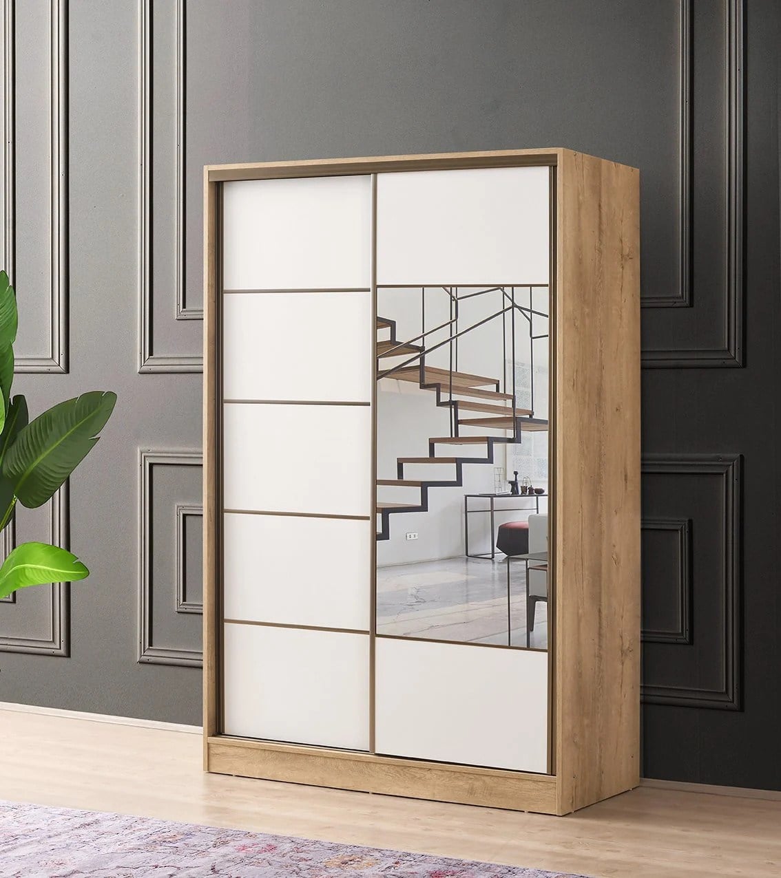Mobitool Venüs 135CM Sürgülü Gardolap Sonomo Beyaz