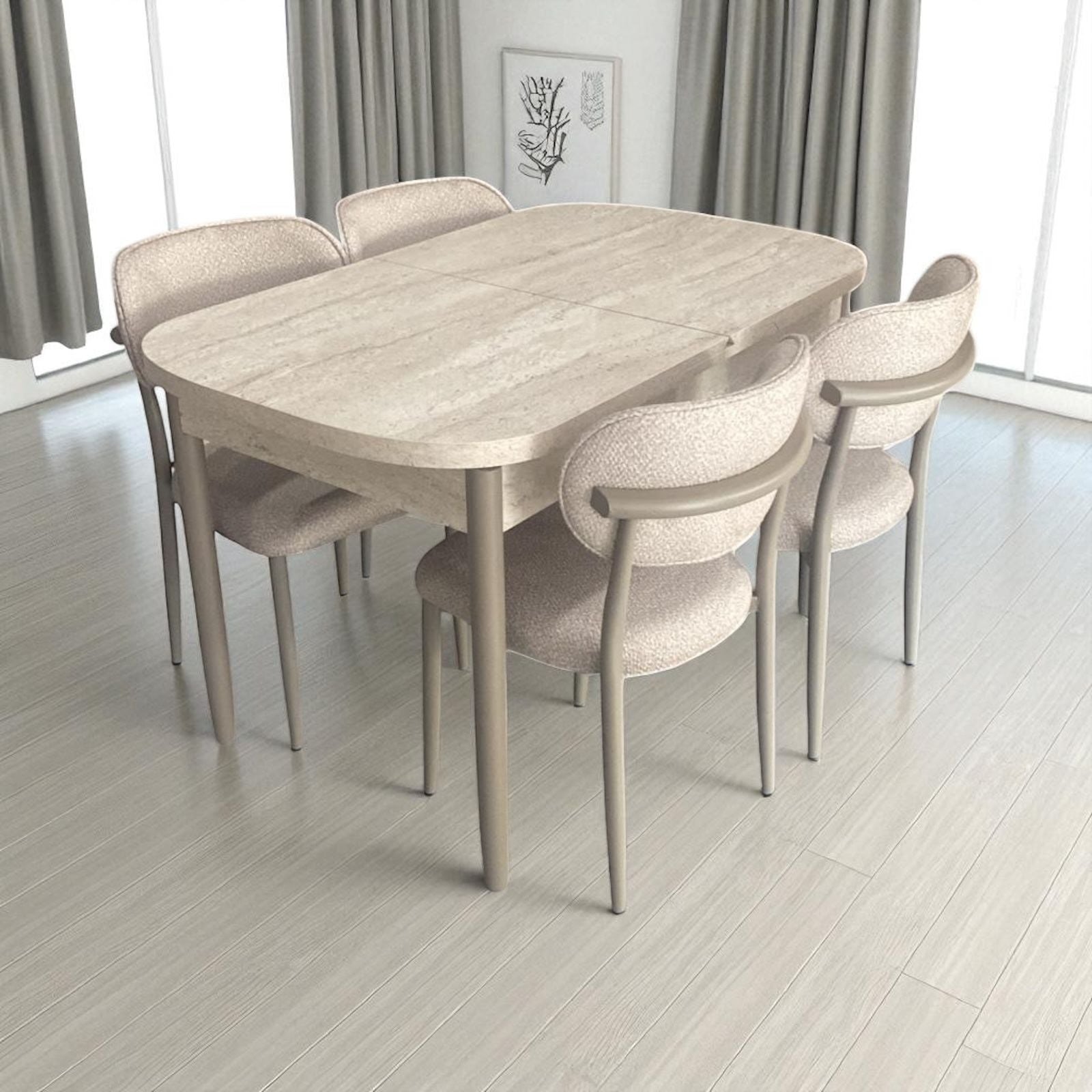 Nar Star Masa 80*130 Traverten Cappuccino Metal Ayak