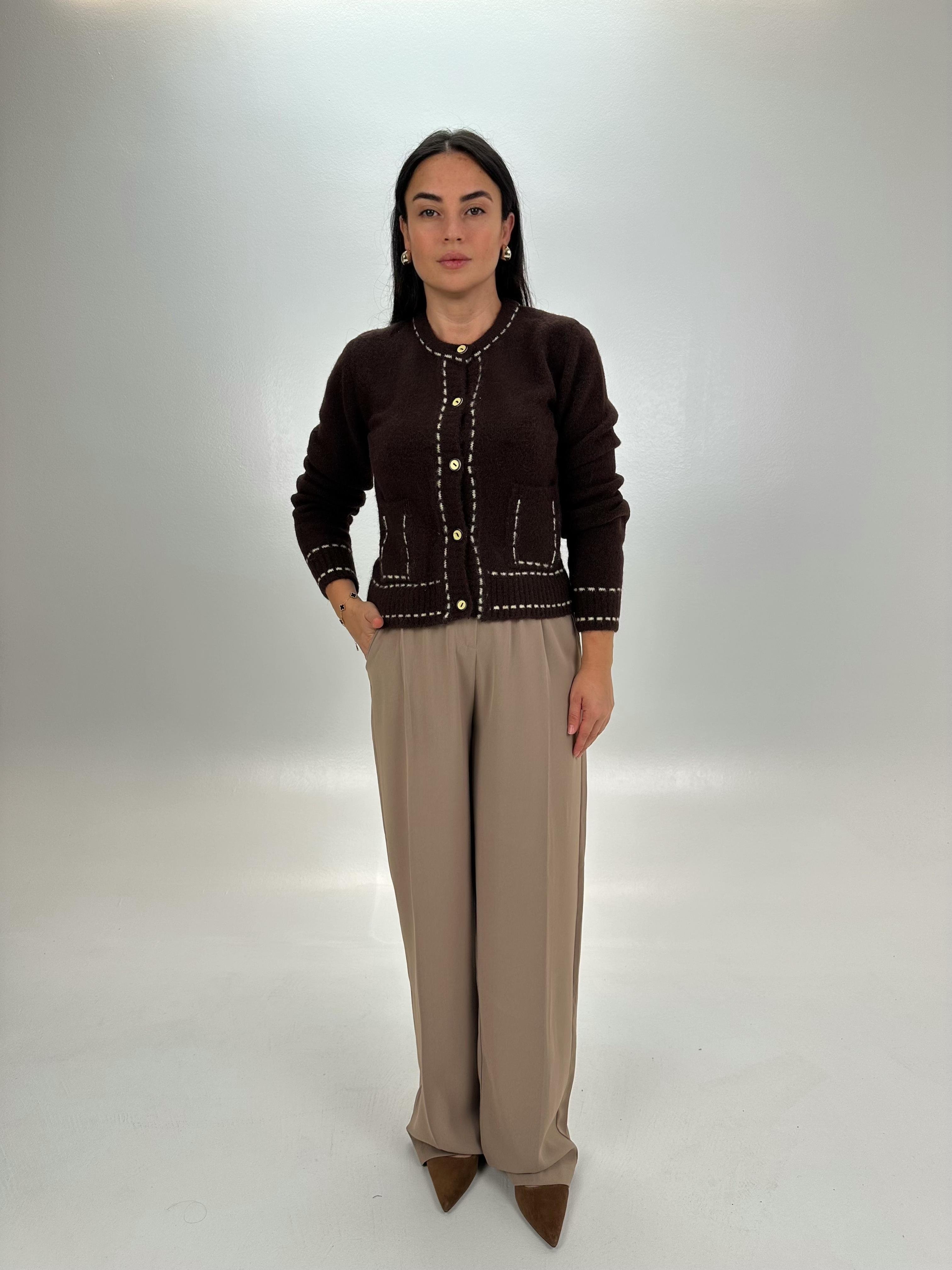 BİYELİ CEPLİ KAHVE HIRKA