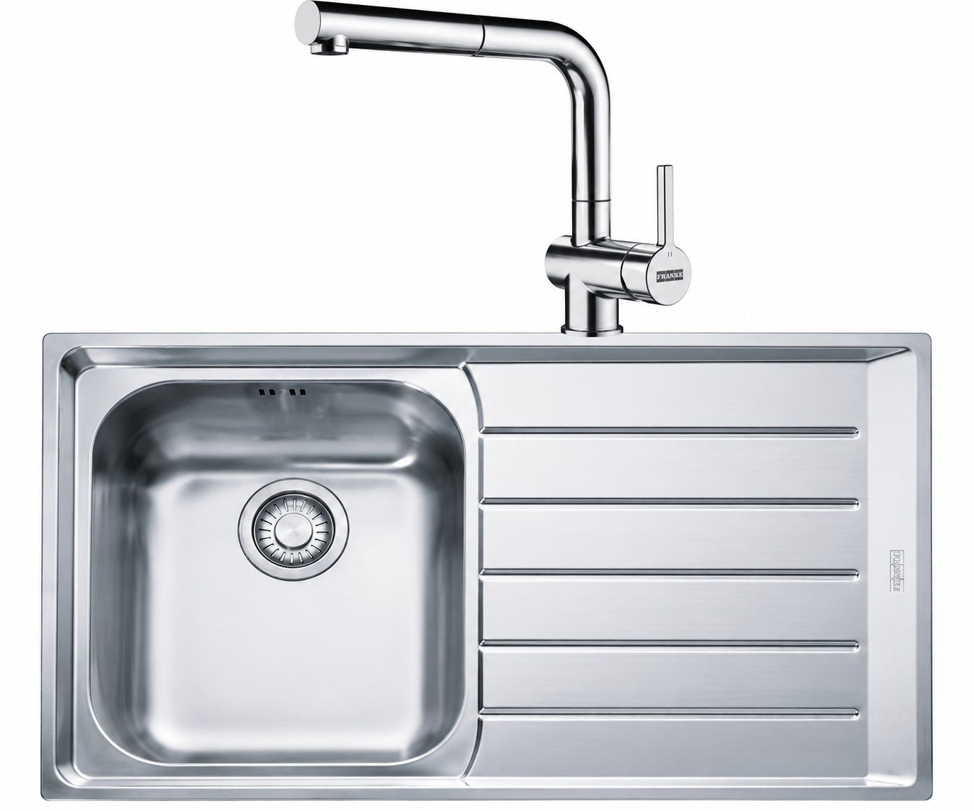 Franke Inox Neptun Nex 611 Tek Gözlü Eviye Sağ + Actıve Plus Doccıa Krom Armatür