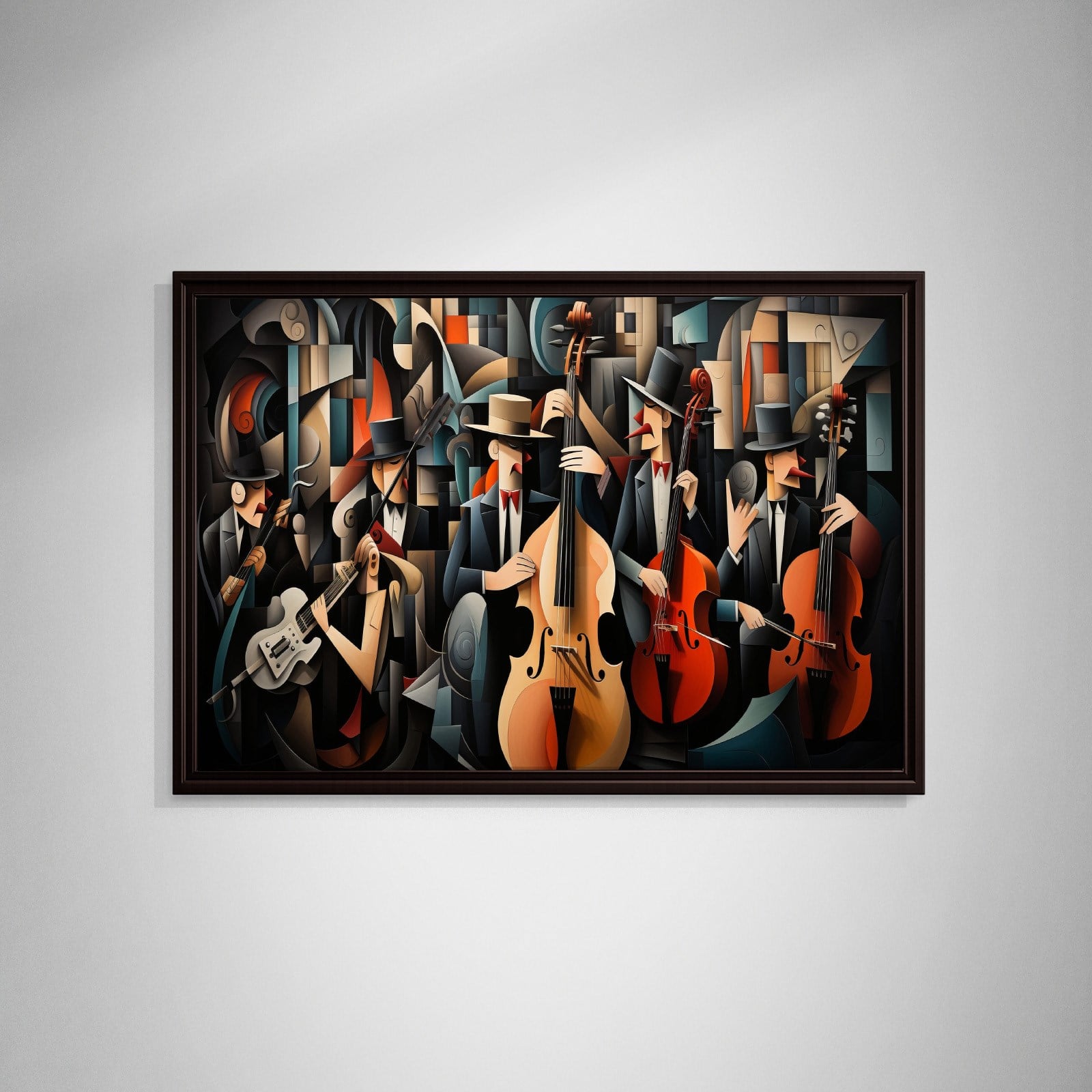 Kübist Caz Orkestrası Kanvas Tablo | Modern Müzik Temalı Soyut Duvar Sanatı