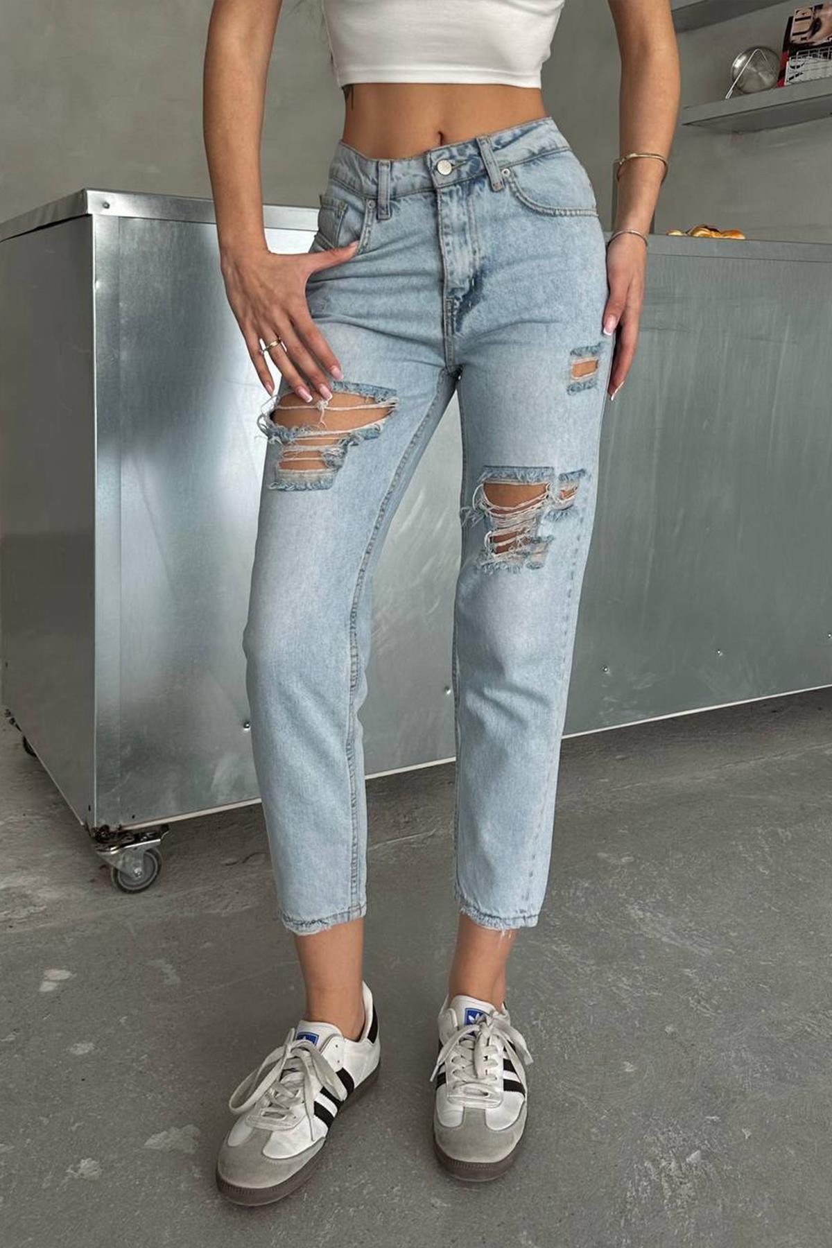 The Bark Lazer Kesim Kadın Jean Pantolon 40400-712 Mavi