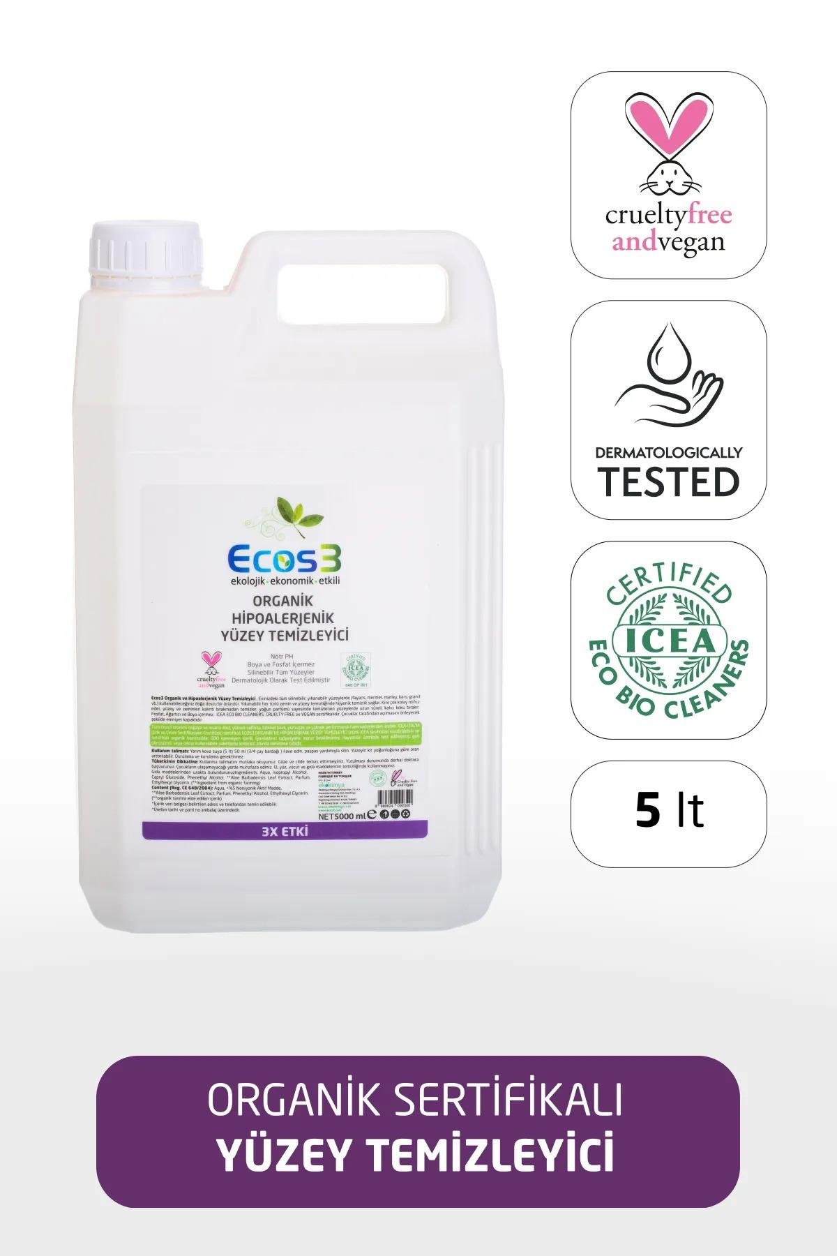 ECOS3 ORGANİK &  HİPOALERJENİK YÜZEY TEMİZLEYİCİ (5000 ML)