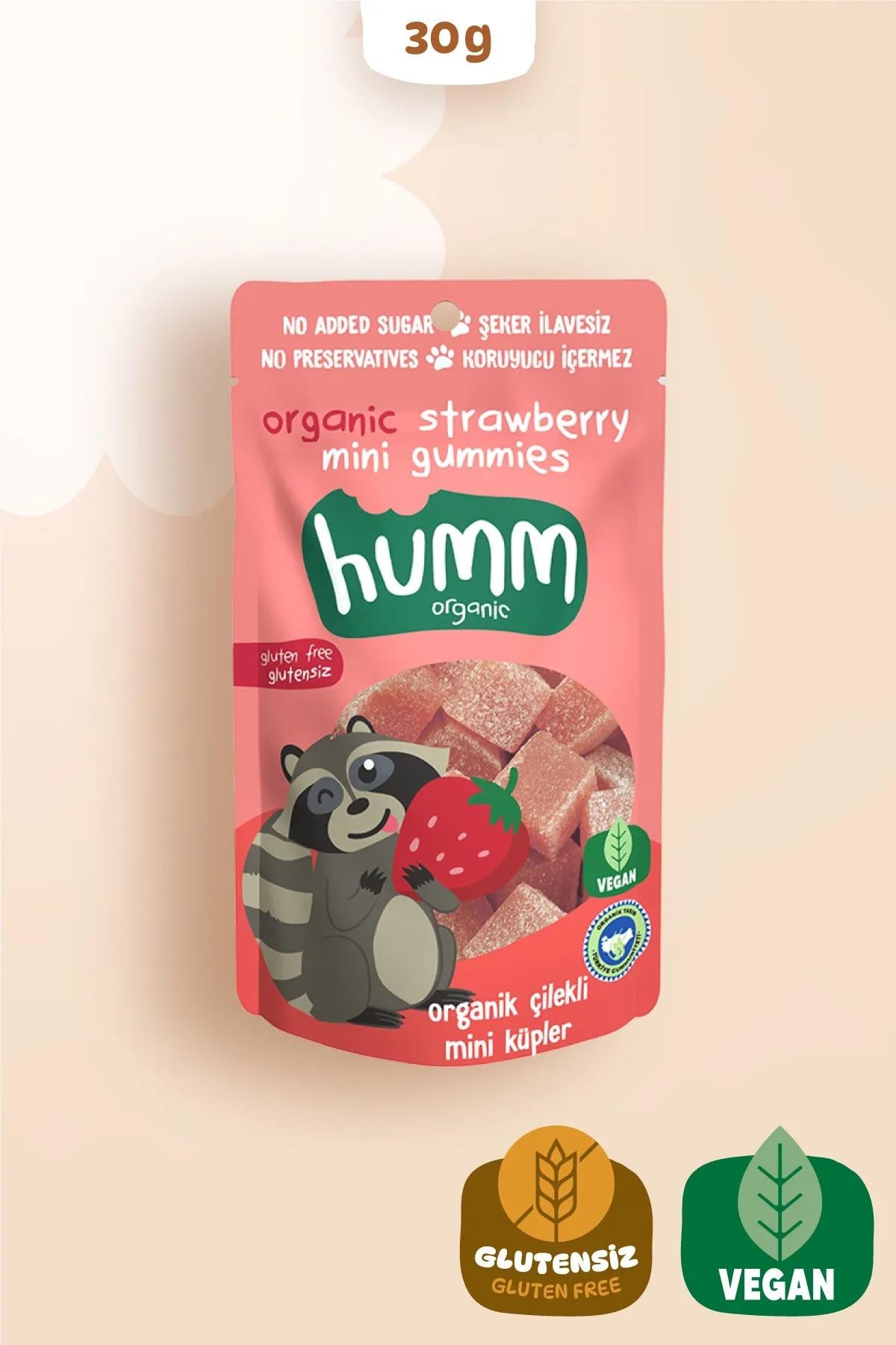 HUMM ORGANİK ÇİLEKLİ MİNİ KÜPLER 30 GR