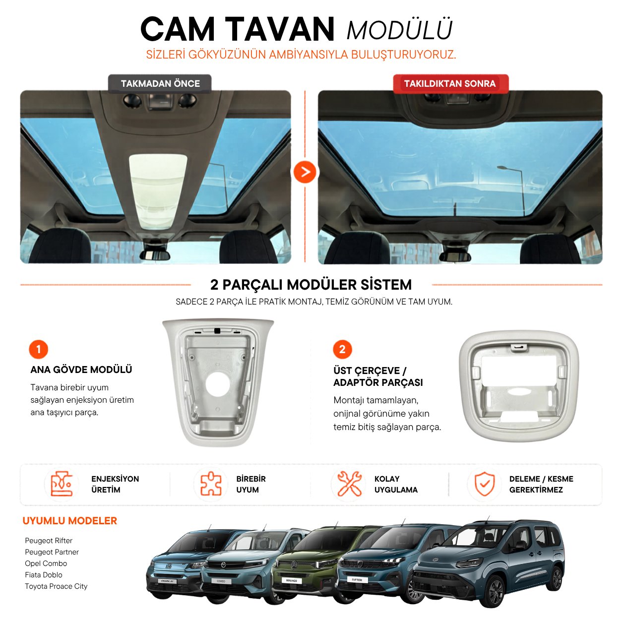PSA Grubu Cam Tavan Aydınlatma Ara Parçası Set