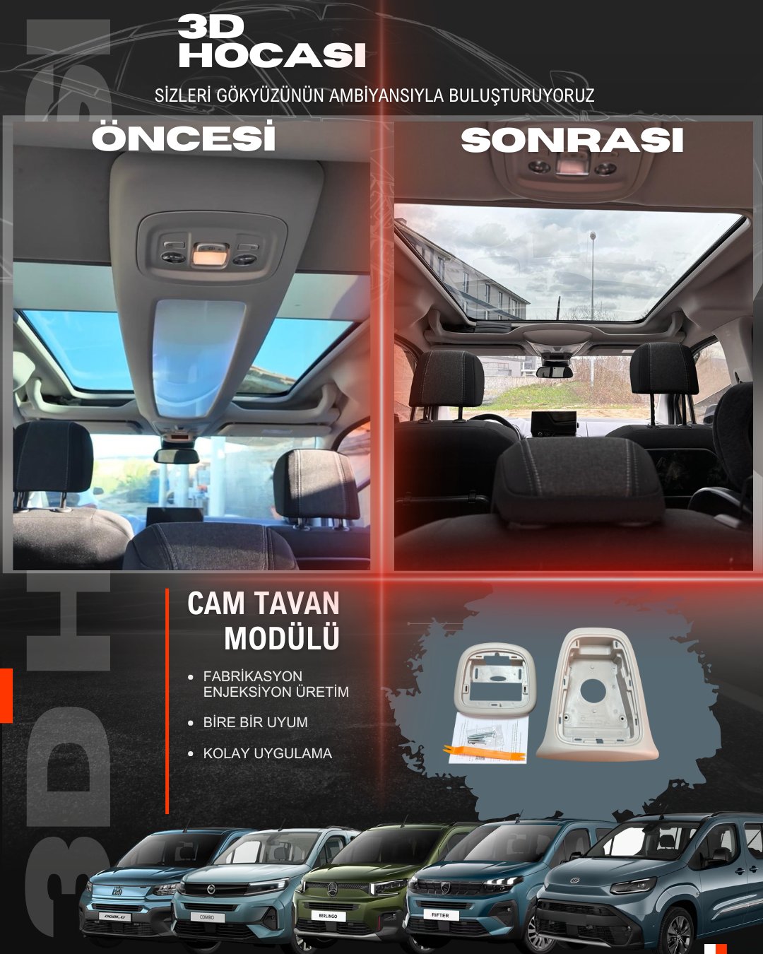 PSA Grubu Cam Tavan Aydınlatma Ara Parçası Set