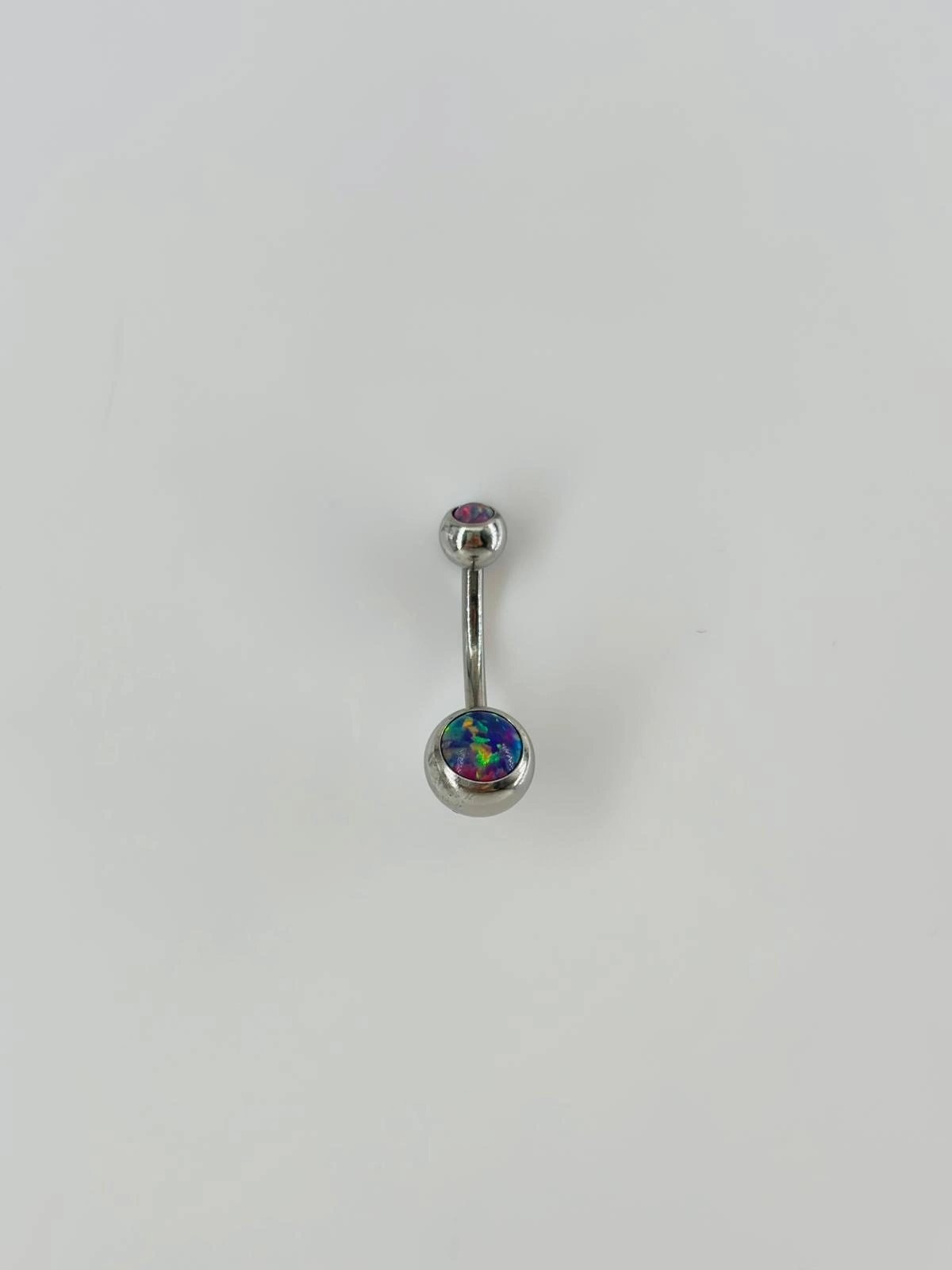 Koyu Hologram Taş Detaylı Göbek Piercing