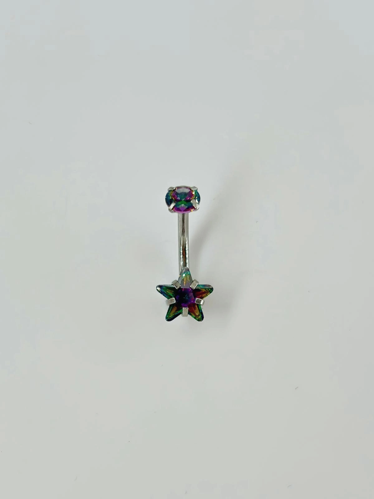 Mistik Topaz Taşlı Yıldız Detaylı Göbek Piercing