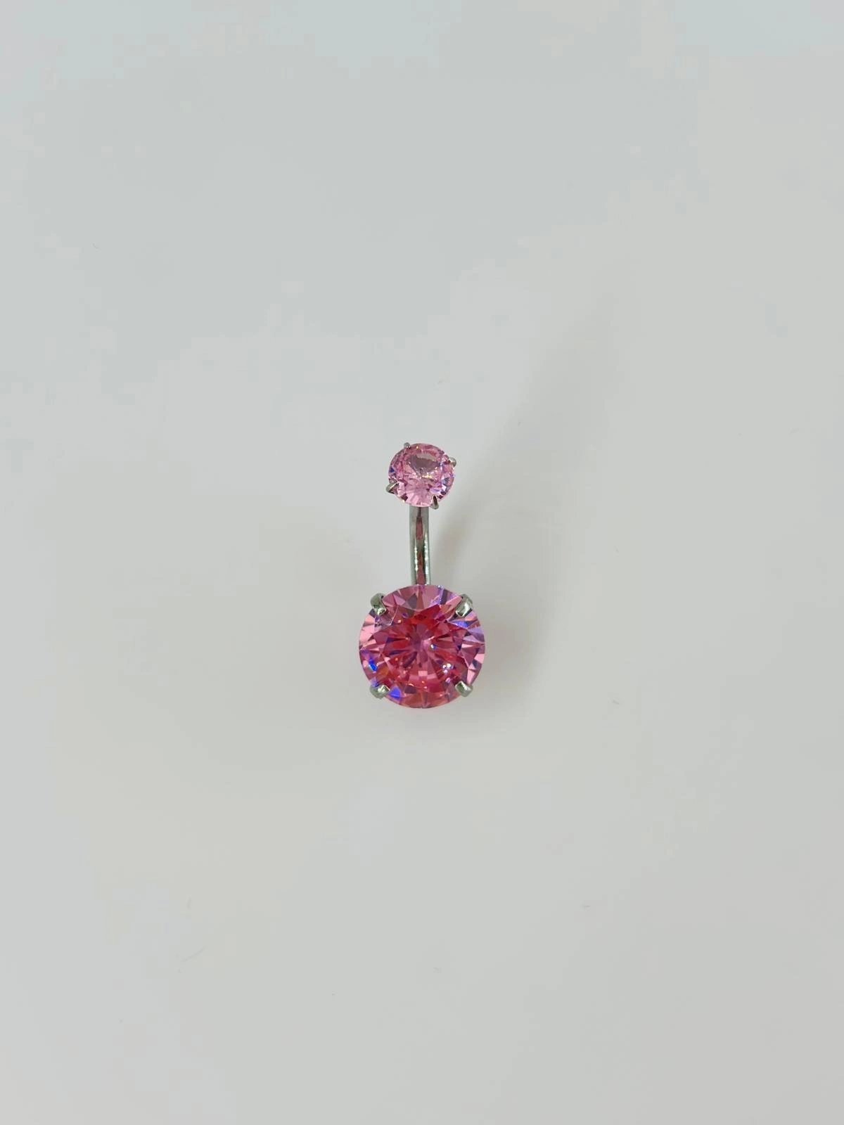 Pembe Taşlı Göbek Piercing