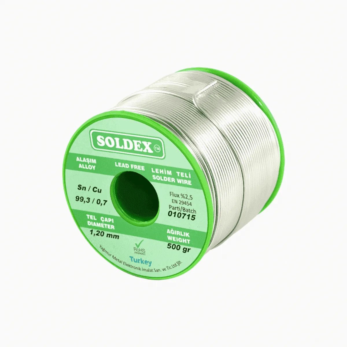 Sn: 99.3 - Cu: 0.7 - 500 Gr, 2 Mm - Kurşunsuz, Gümüşsüz Lehim Teli