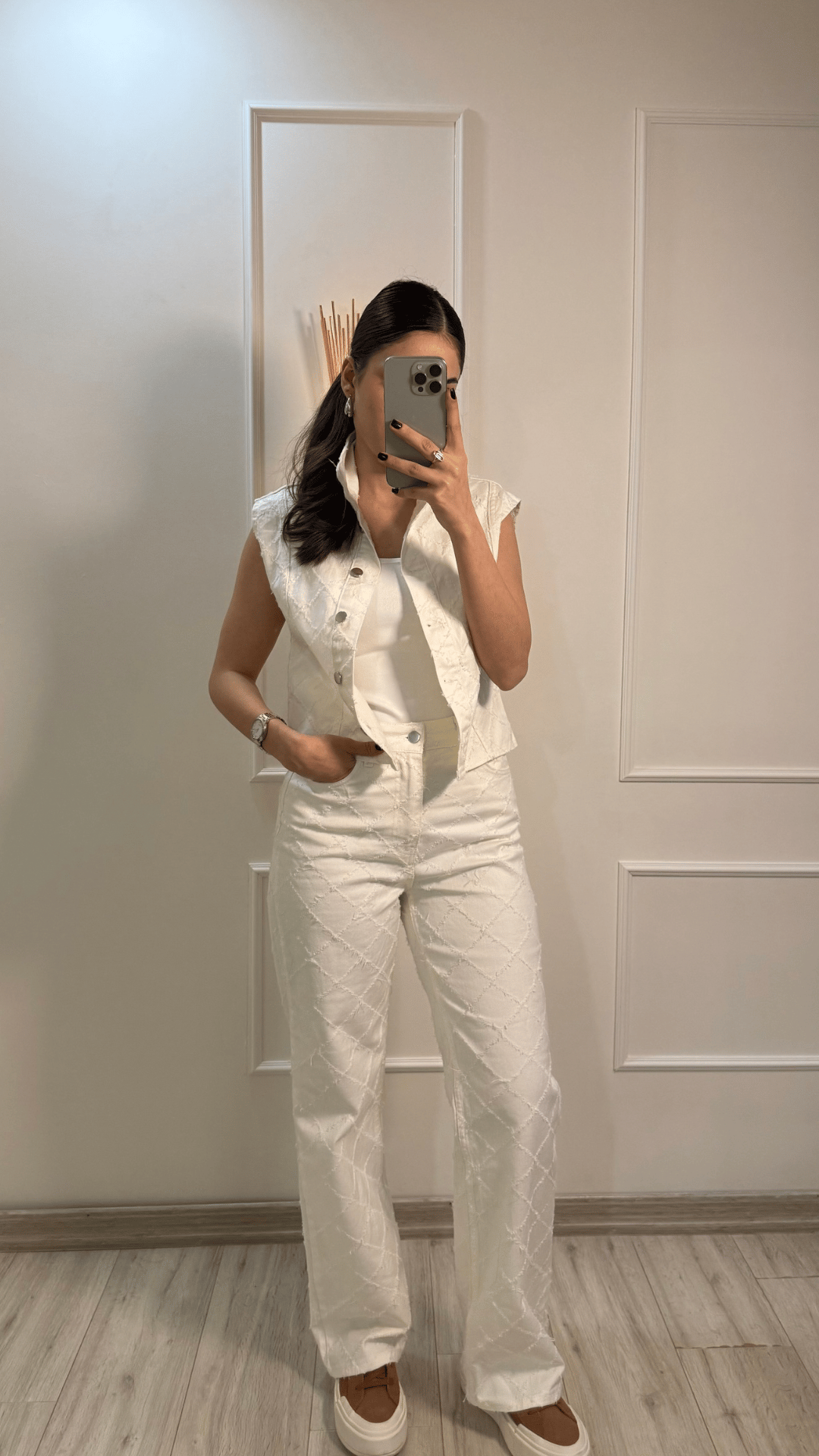 QUİLTED CREAM TAKIM