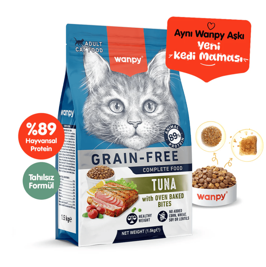 Wanpy Tahılsız Ton Balıklı Yetişkin Kedi Maması 1.5 kg